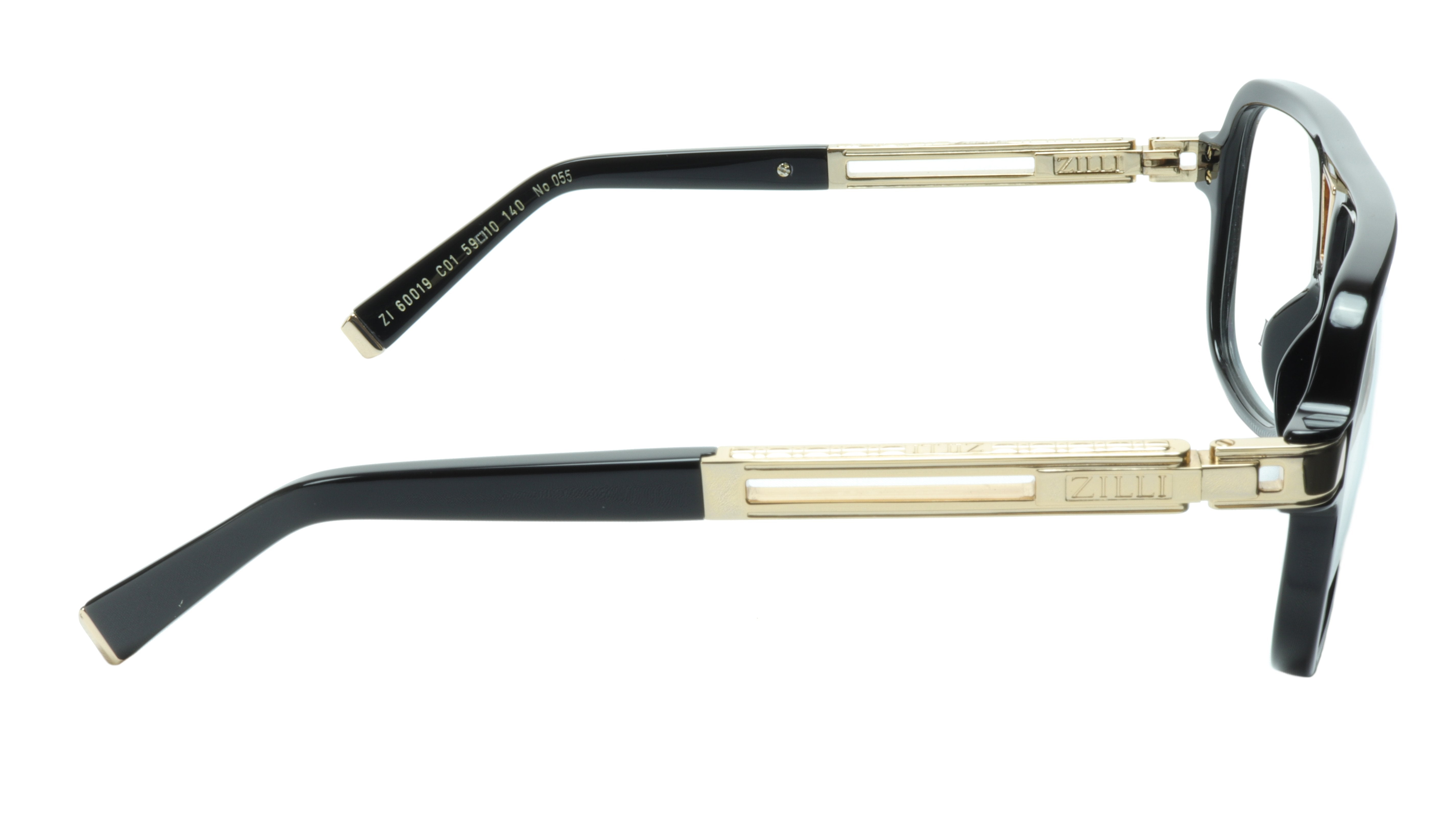 ZILLI Premium Titanium & Acetate Eyeglass Frames - Black & Gold French-Made ZI 60019 C01 | Luxury Reading Glasses for Business & Formal Occasions