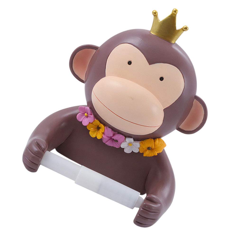 Monkey Roll Paper Holder - Retractable Wall-Mounted Tissue Dispenser for Bathroom, No Drill Resin Toilet Paper Stand with Decorative Monkey Figure - Perfect for Home, Office, and RV Use
