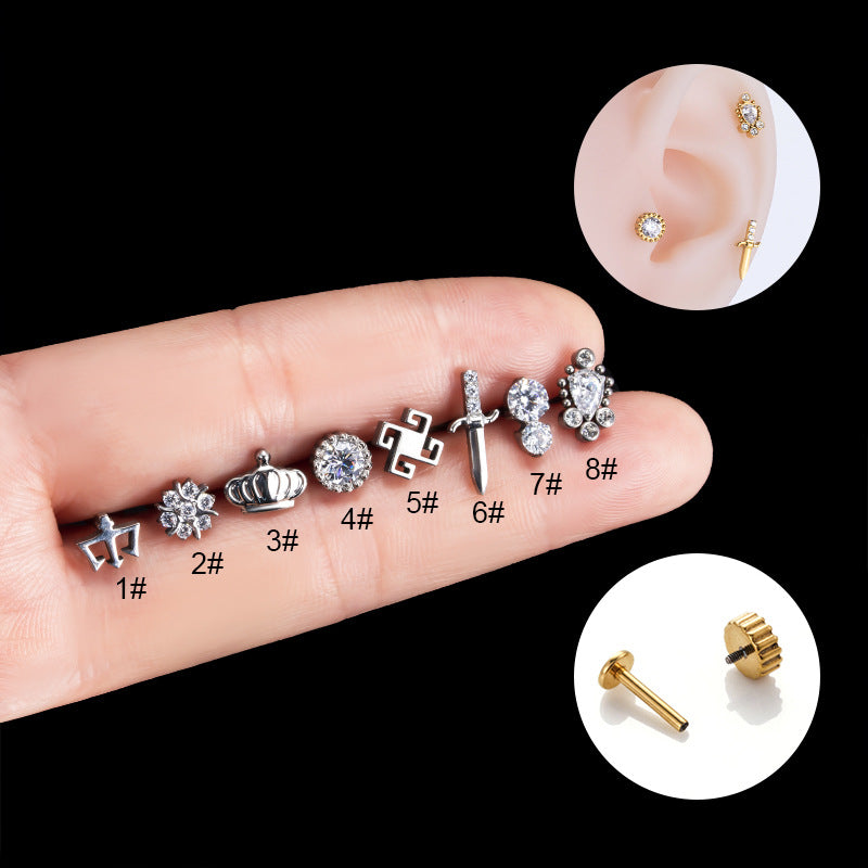 16G Titanium Cartilage Earrings - Crown, Sword & Conch Ear Cuff Set | Hypoallergenic Body Jewelry for Women | Perfect for Piercing, Daily Wear & Special Occasions