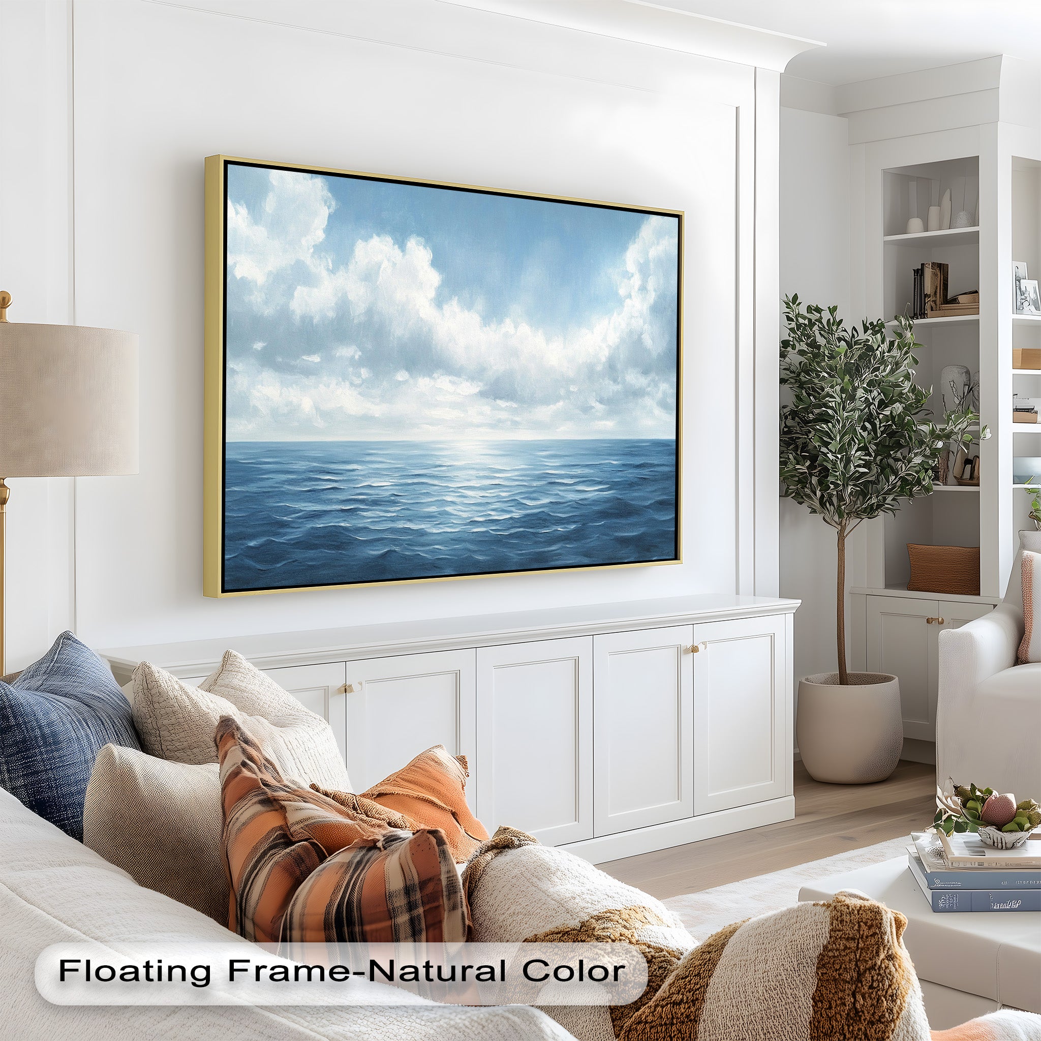Blue Coastal Art Ocean Seascape Oil Painting - Handmade Beach Wall Decor for Living Room, Bedroom & Office | Nautical Home Decor Gift