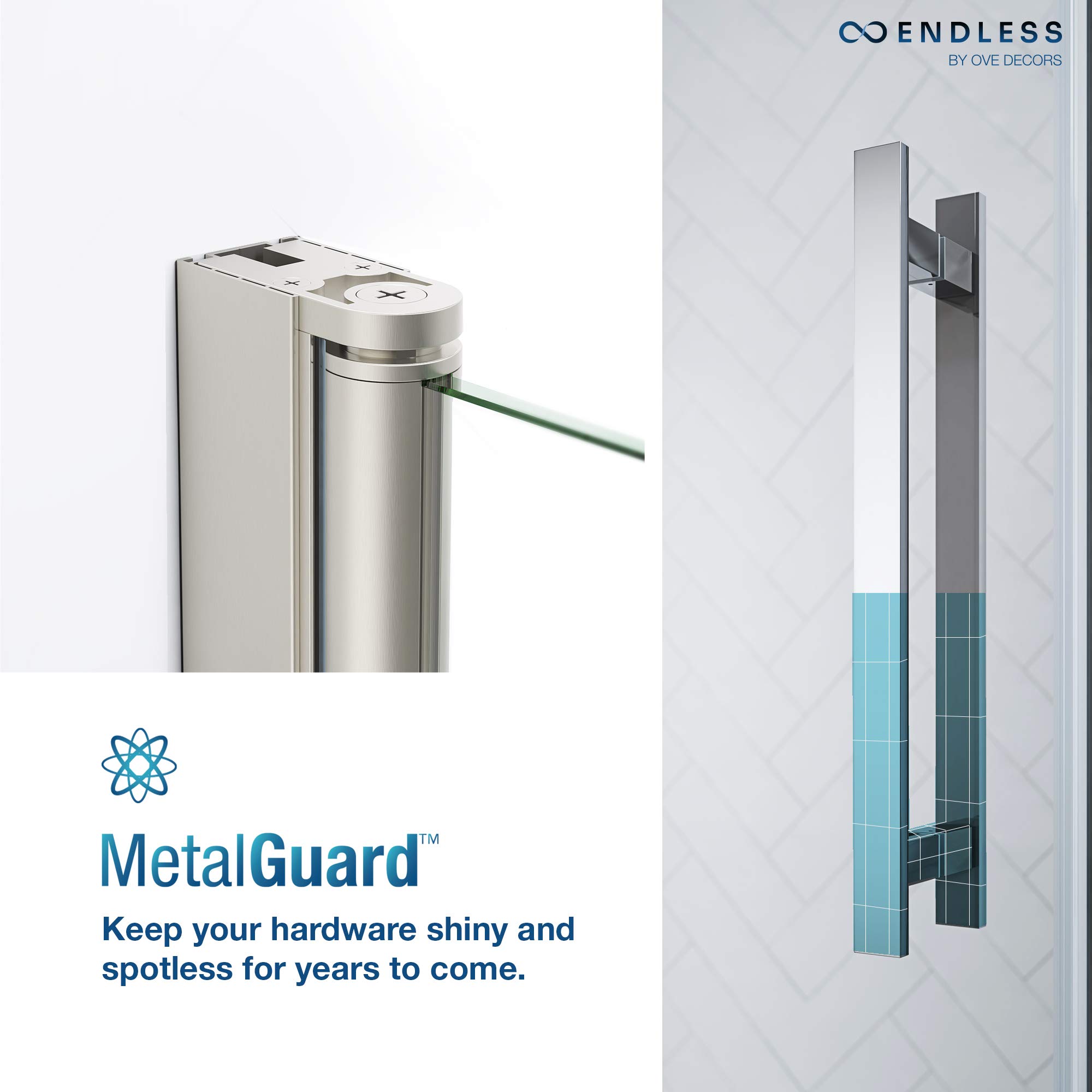 OVE Decors Pasadena Frameless Corner Pivot Shower Door 36