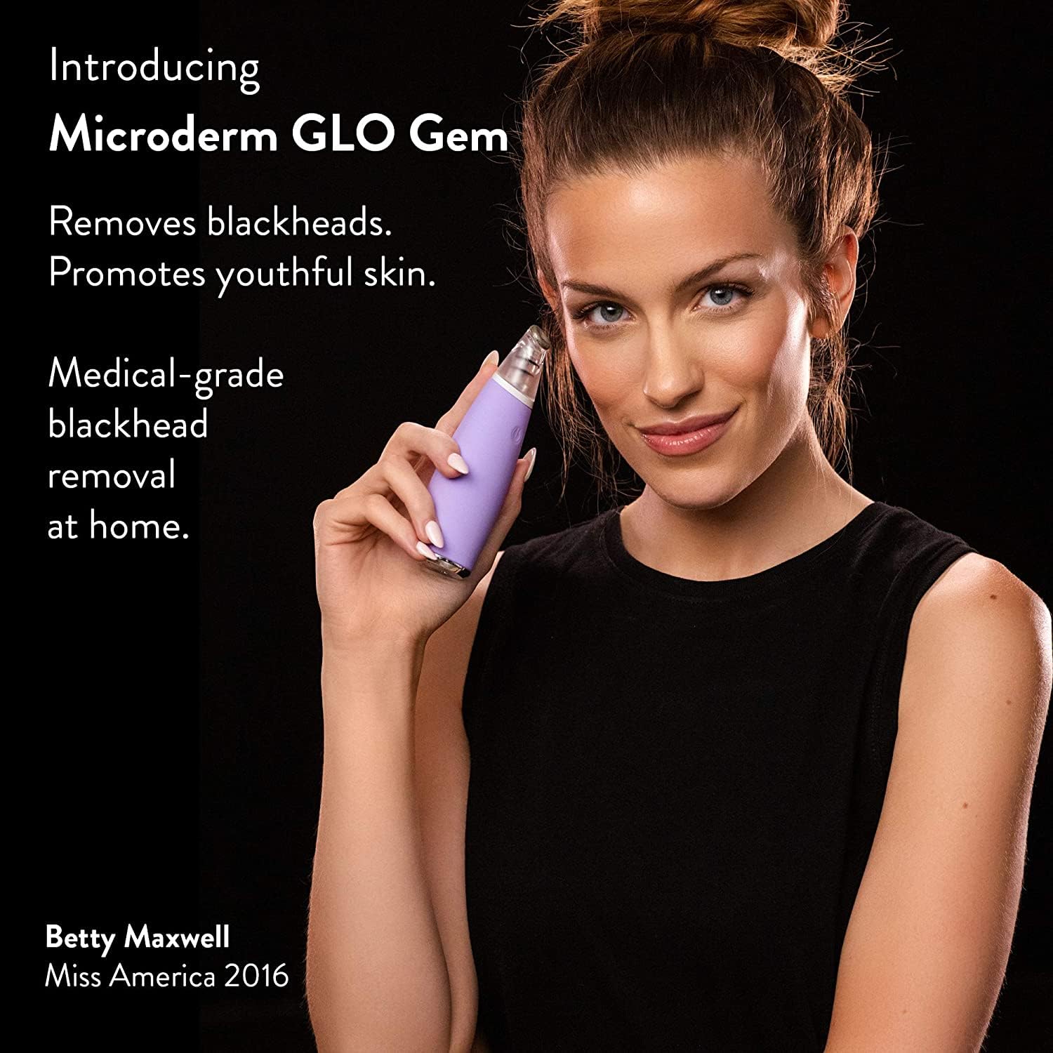 Microderm GLO GEM Diamond Microdermabrasion & Suction Tool - Professional Blackhead Remover Pore Vacuum for Deep Cleansing - Anti-Aging Facial Treatment Machine Boosts Collagen & Reduces Acne Scars (Purple) - Perfect for At-Home Spa & Skincare Routine