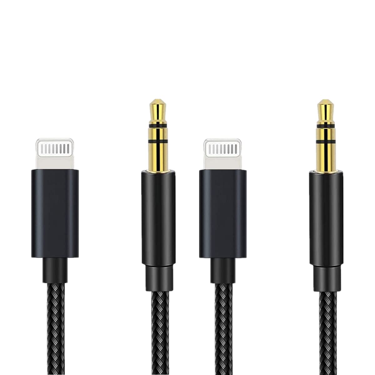 Apple MFi Certified 2-Pack Lightning to Aux Cable - 3.5mm Audio Aux Cord for iPhone 14/13/12/11/XS/XR/X/8/7/6, iPad & iPod - Car Audio, Home Stereo & Headphone Connection (Perfect for Commuting, Home Entertainment & Music Listening)