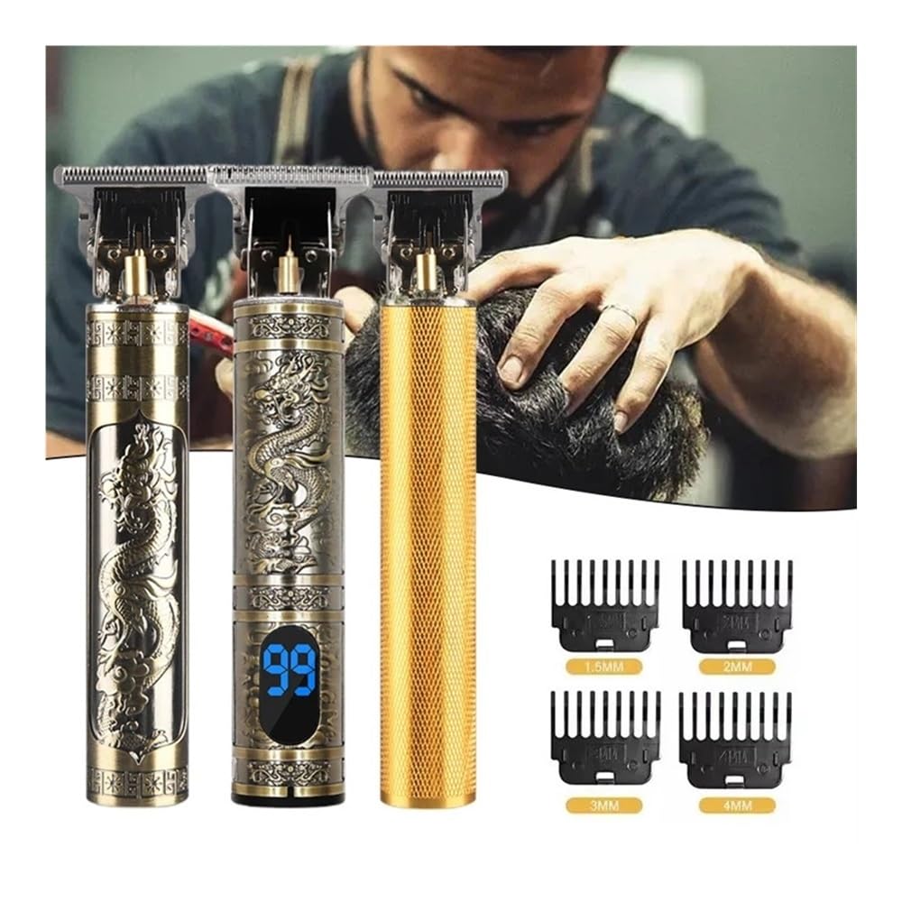 Premium T9 All-Metal Electric Razor with LCD Display - Portable Travel Shaver & Barber Trimmer for Men (ABS Dragon) - Perfect for Home, Travel & Professional Grooming