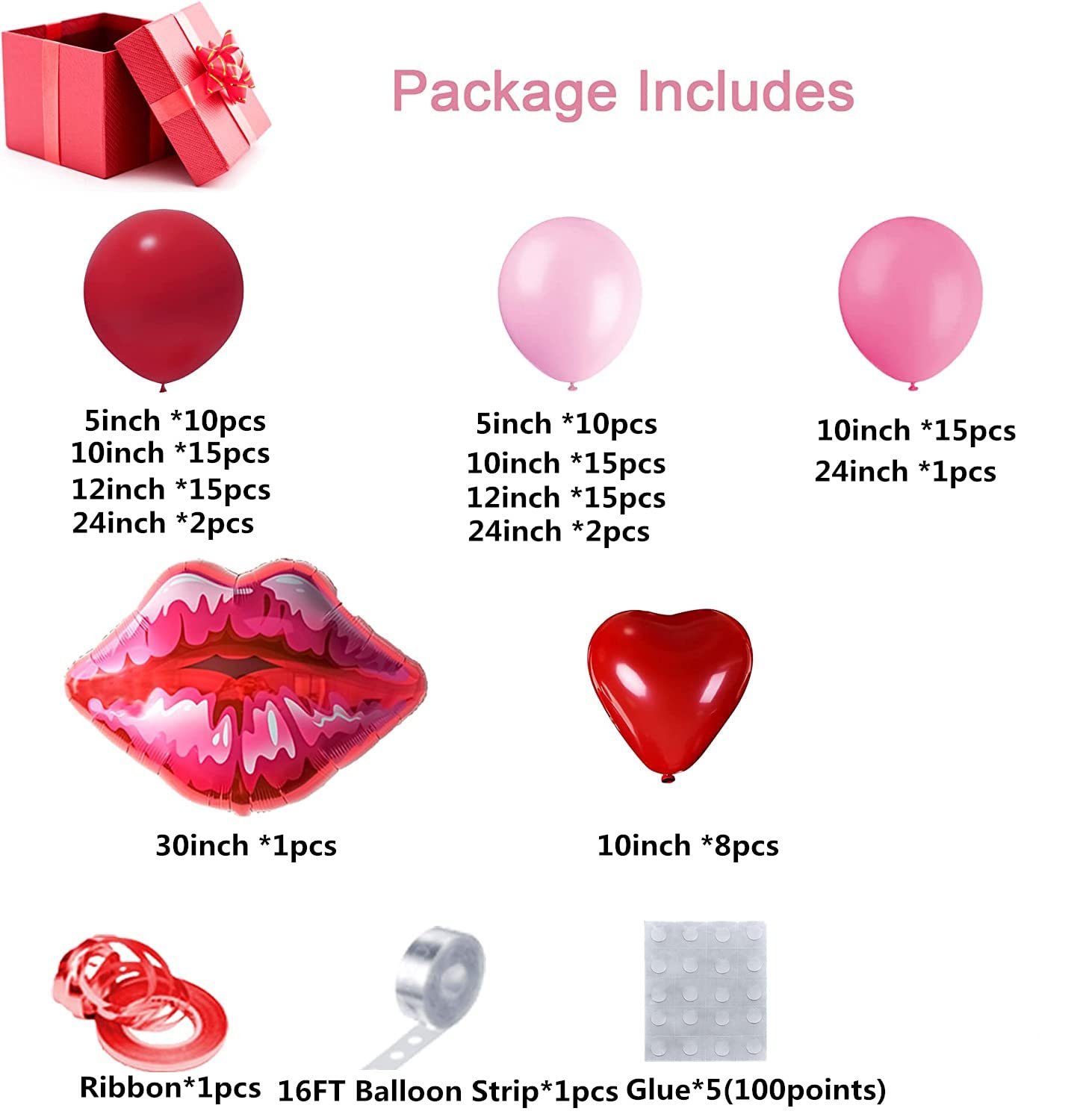 Valentine's Day Balloon Garland Arch Kit - Macaron Pink & Retro Red Heart Balloons for Wedding, Baby Shower, Bachelorette & Anniversary Party Decorations | Romantic Backdrop for Photo Booths, Home Decor & Event Styling