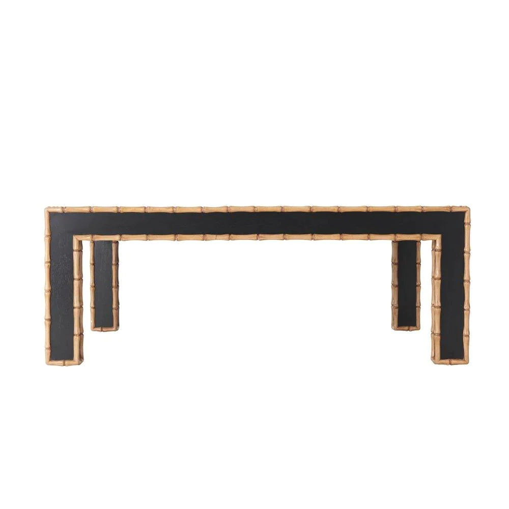 Stylish Cristina Faux Bamboo Frame Black Coffee Table - Modern Living Room Centerpiece for Home Decor