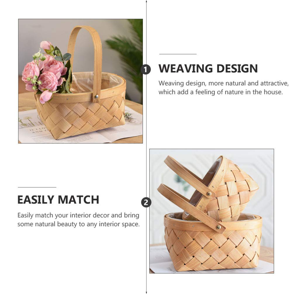 Bestoyard Rattan Wicker Easter Basket with Handles - Wooden Storage Organizer for Easter Decor, Fall Home Decor, Picnics, Gardening, Weddings & Rustic Party Decorations - Perfect for Holiday Gifts and Home Organization