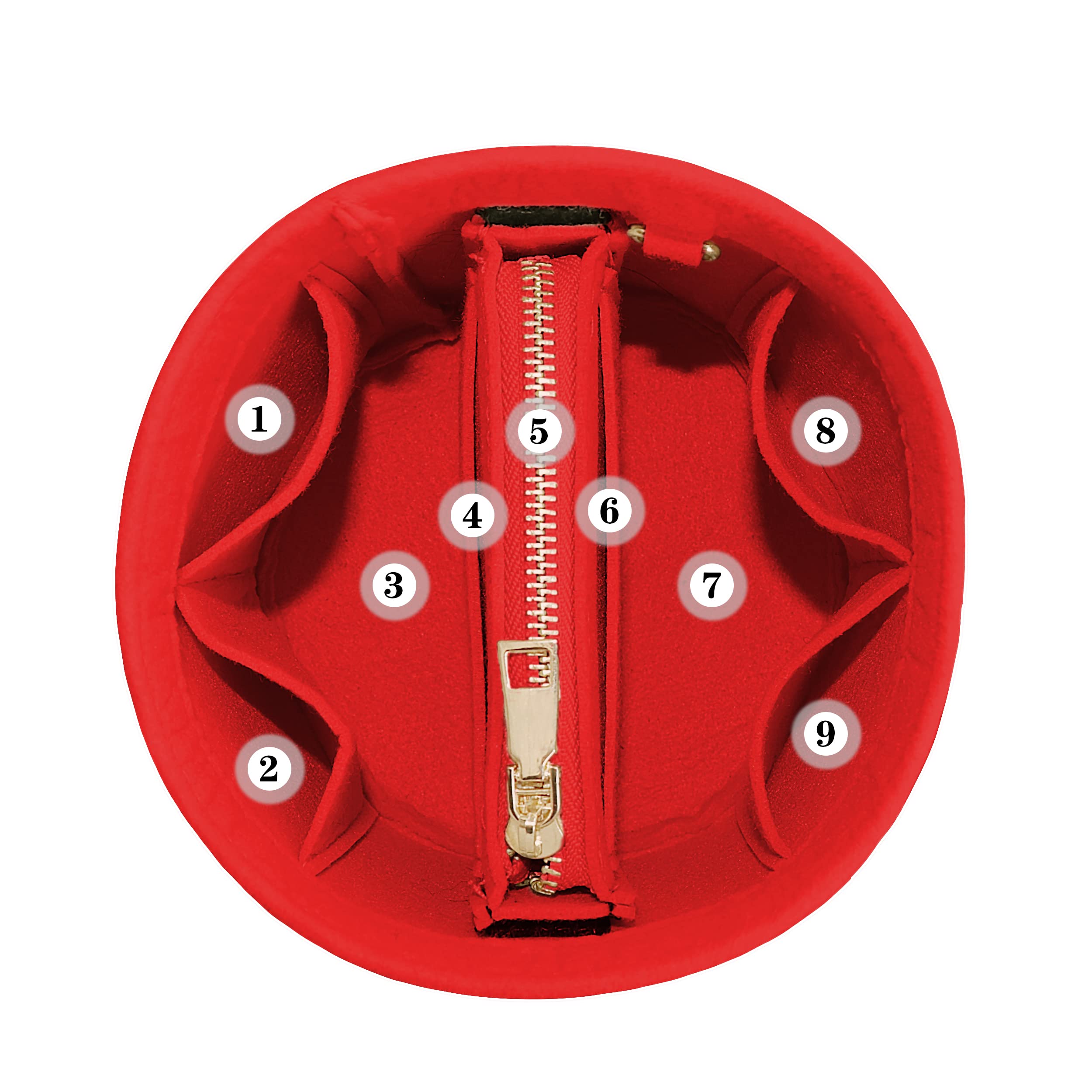 Soyizom Felt Cylinder Bucket Bag Organizer Insert with Detachable Pouch & Keychains - Perfect for Cannes Barrel Shape Handbags (Red) | Travel & Everyday Purse Organization Accessory
