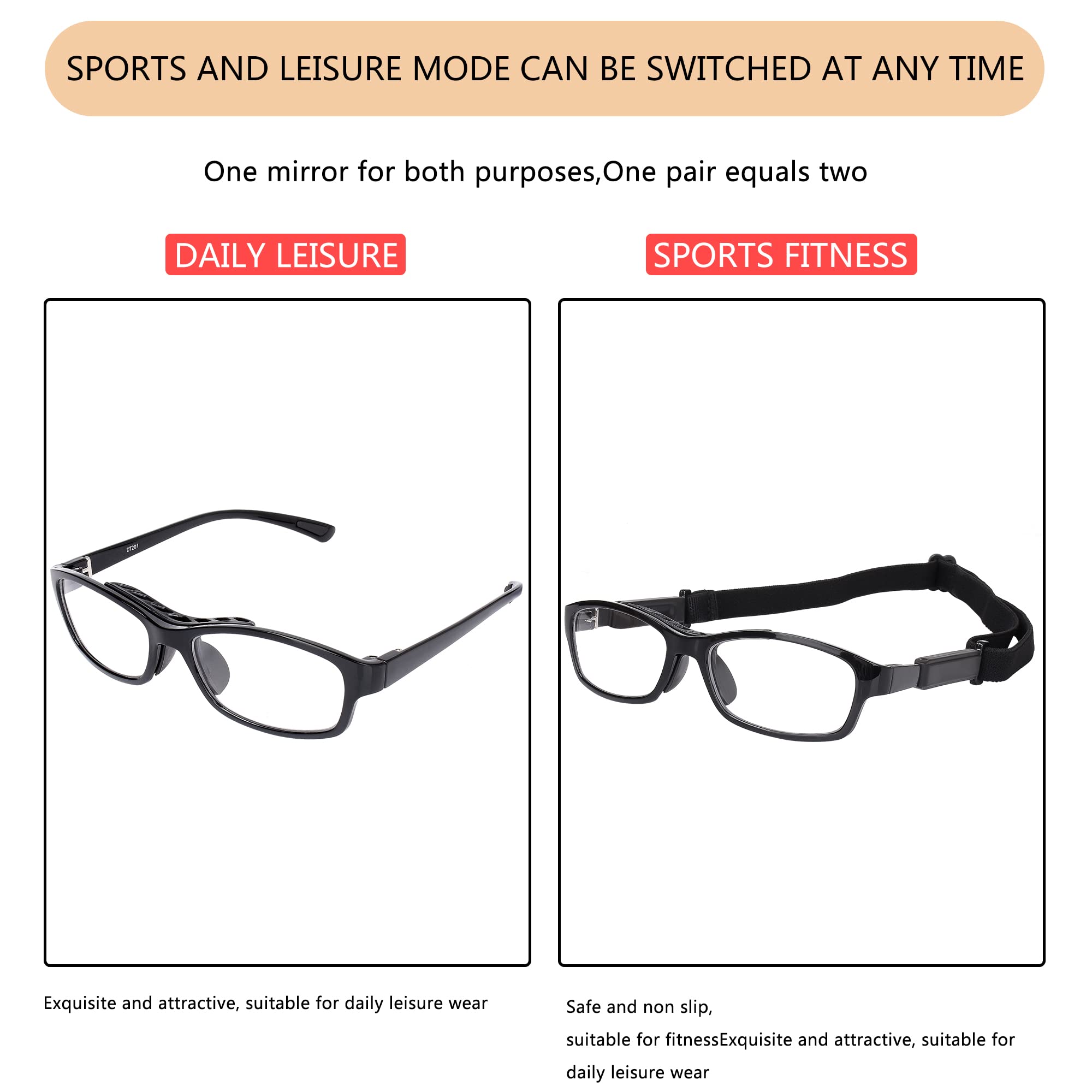 Sports Safety Goggles for Football & Soccer - Adjustable Strap & Interchangeable Temples for Men & Youth - Perfect for Training, Games & Outdoor Sports Protection