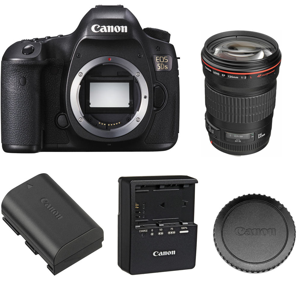 Canon EOS 5DS DSLR Camera Body with EF 135mm f/2L USM Lens - Professional Photography for Portraits, Weddings & Low Light Shooting