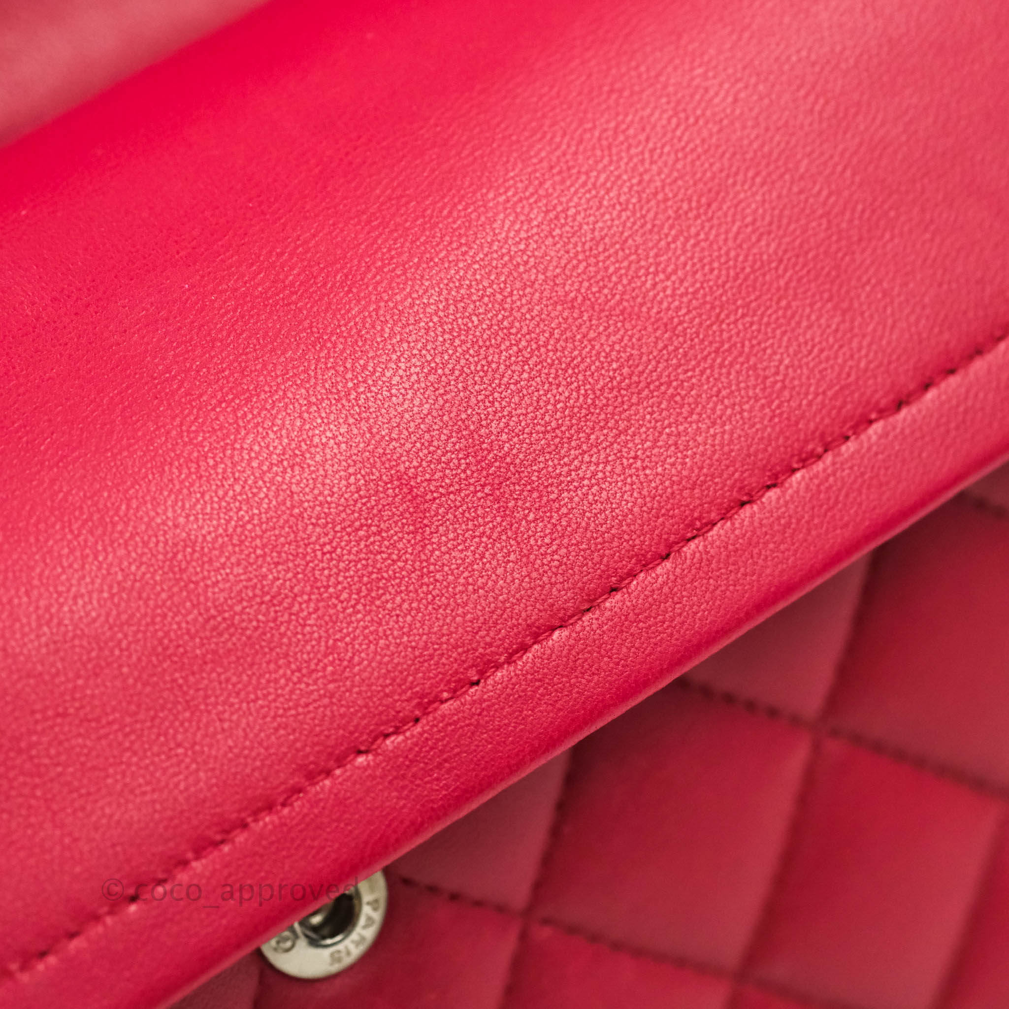 Chanel Classic Medium Double Flap Bag - Red Lambskin Leather with Silver Hardware | Luxury Handbag for Women, Perfect for Parties & Evening Events