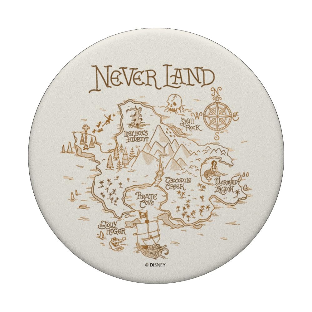 Disney Peter Pan Neverland Map PopSockets PopGrip - Swappable Phone Grip & Stand for iPhone, Samsung & Smartphones - Perfect for Travel, Commuting & Everyday Use