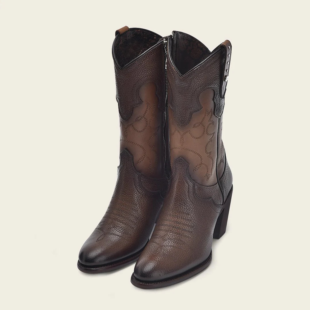 4V00RS Women's Western Cowgirl Leather Boots - Genuine Leather, Comfortable & Stylish for Country Dancing, Rodeo, and Everyday Wear