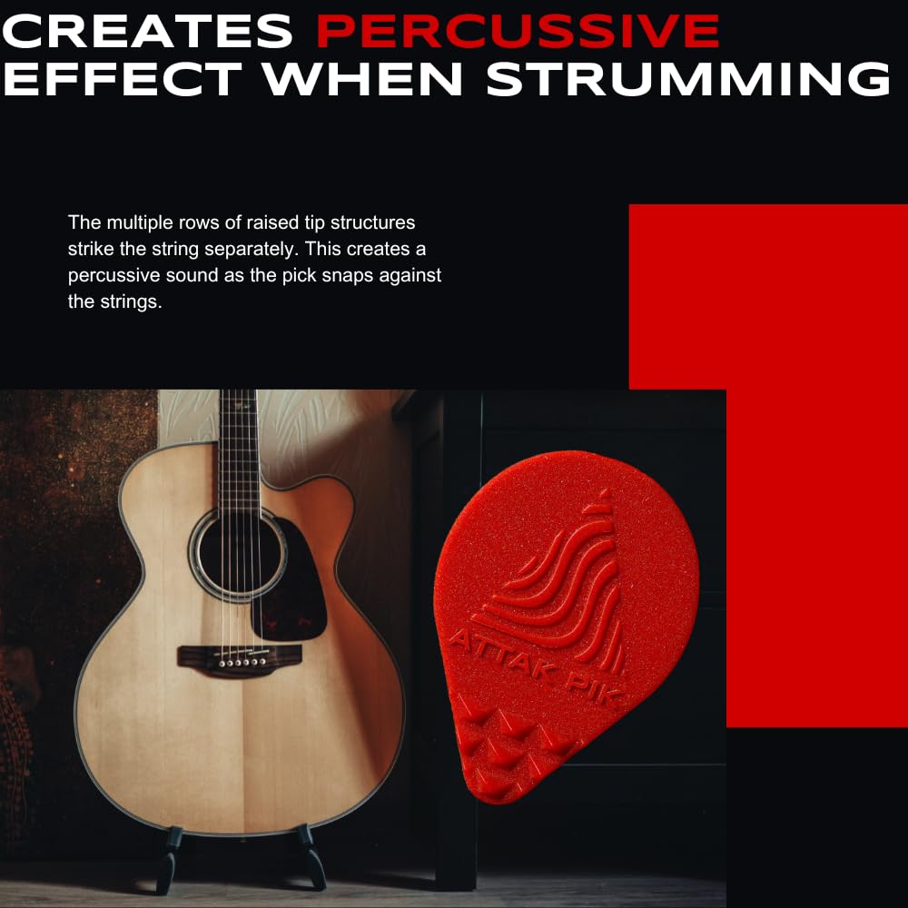 Acoustik Attak Structured Guitar Picks - Medium Thickness for Unique Tone (10 Pack) | Perfect for Rock, Blues & Acoustic Performances