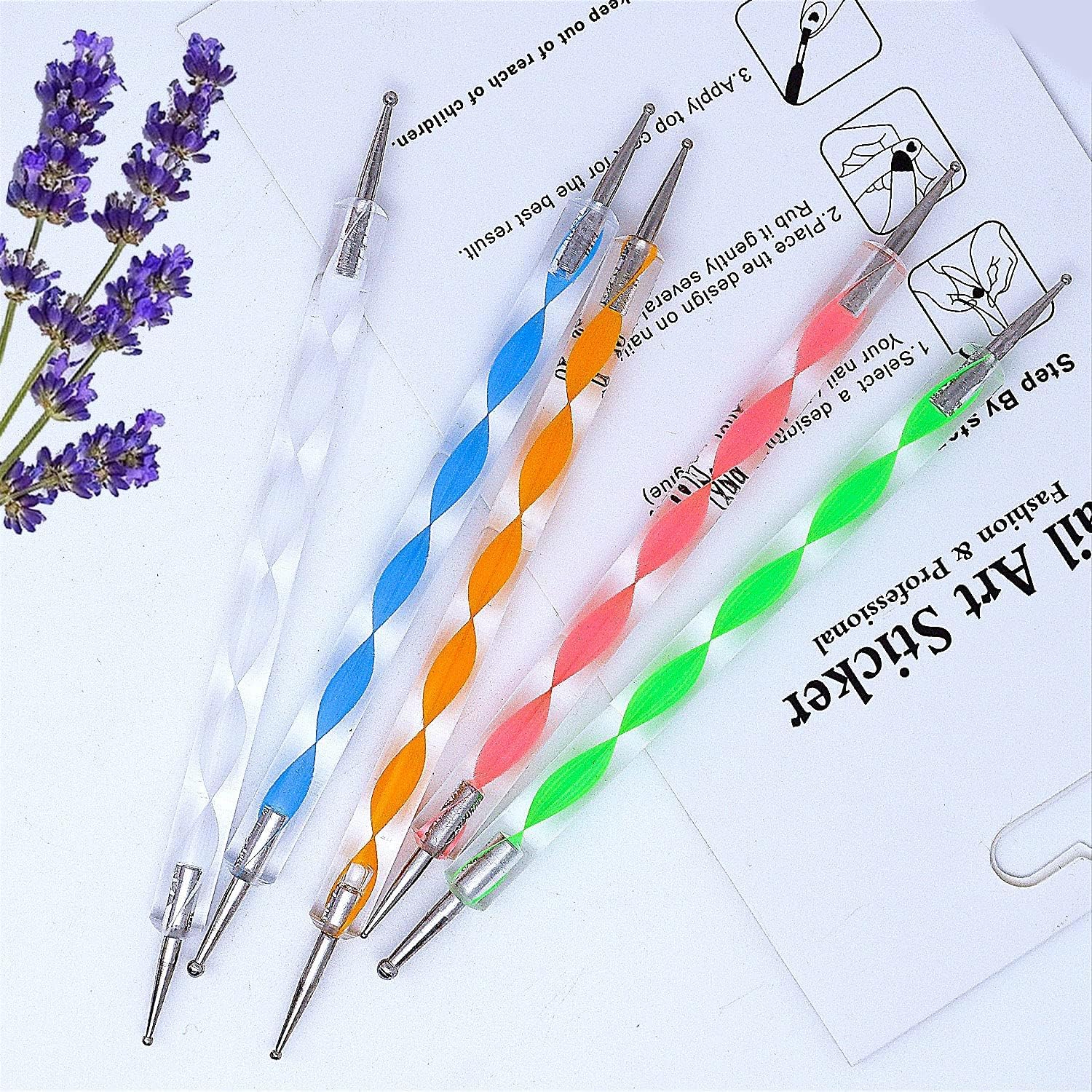 Khelni 48-Piece Nail Art Kit with Glitter Stones, 15 Nail Brushes, 10 Round Tapes & 5 Dotting Pens - Professional DIY Manicure Set for Home Salon, Parties, and Gift Giving