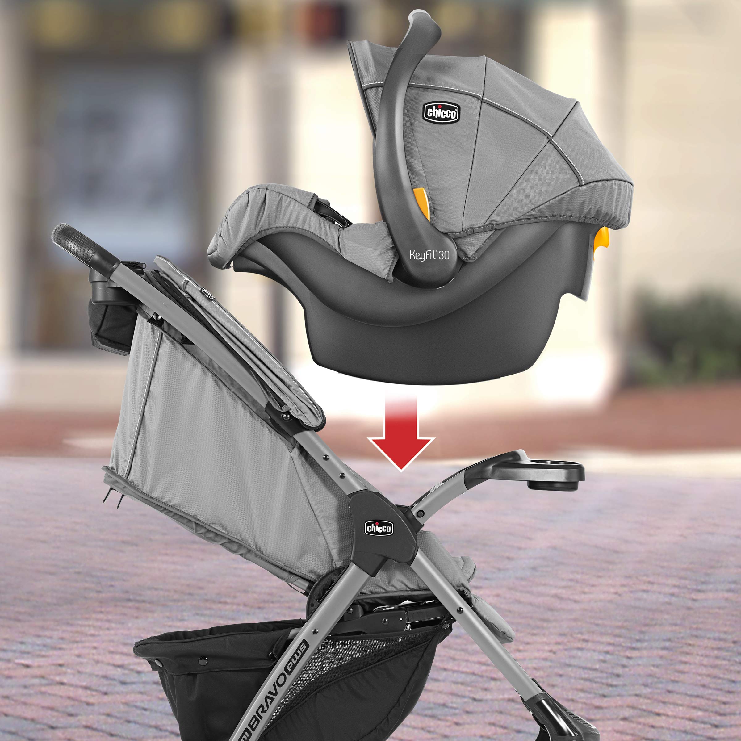 Chicco Mini Bravo Plus Travel System - Lightweight Stroller & Infant Car Seat Combo in Slate Grey | Perfect for Newborns, Toddlers & Traveling Families