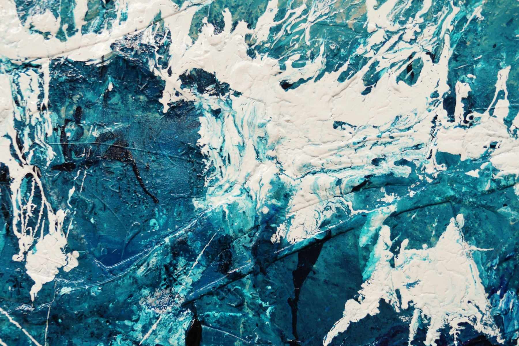 Oceanic Grace 240cm x 100cm Cream Turquoise Textured Abstract Canvas Art - Modern Wall Decor for Living Room, Bedroom & Office