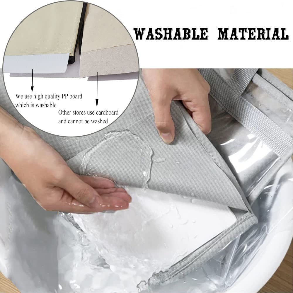 2PCS Clear Non-Woven Dust Bags for Handbags & Purses - Zippered Hanging Storage Organizer with Handle (Medium, Light Grey) - Perfect for Closet Organization & Luxury Bag Protection