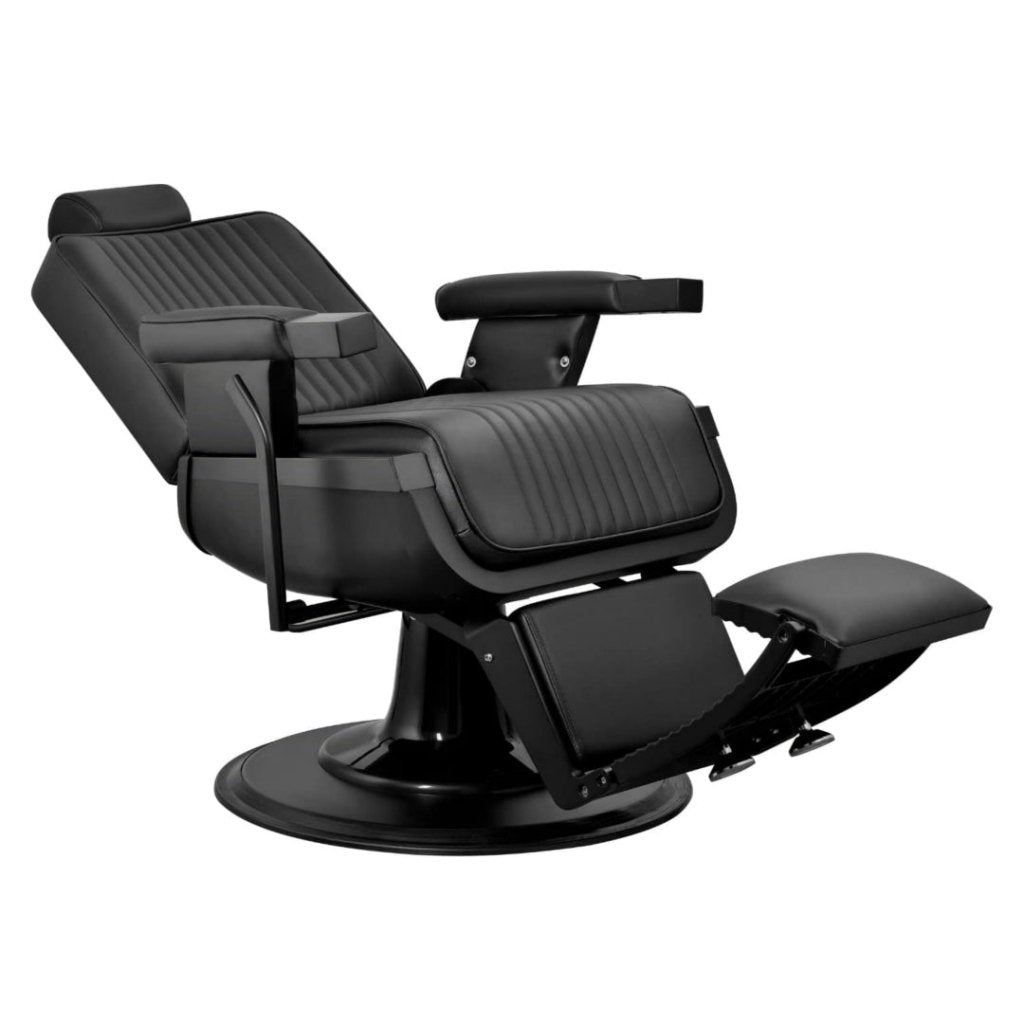 Greenlife Vader Advance Modern Reclining Barber Chair - Matte Black Finish for Salon, Barbershop & Home Grooming Use