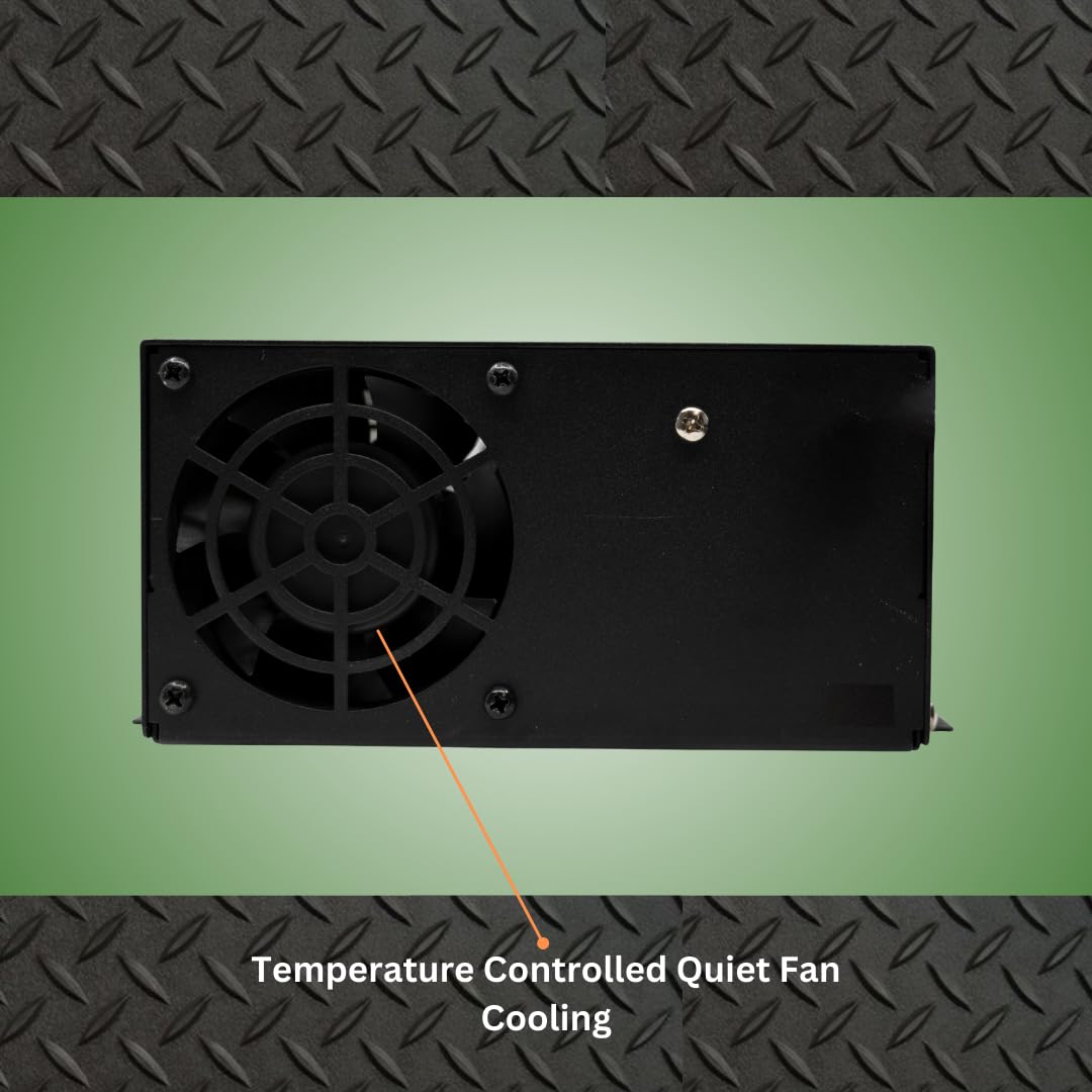 PowerMax PM3-45 45A Power Supply & Battery Charger - 110/120V AC to 0-12V DC Converter with 3-Stage Smart Charging, Cooling Fan & LED Indicator - Compatible with Lithium Batteries - Perfect for RV, Marine, Solar & Off-Grid Power Systems