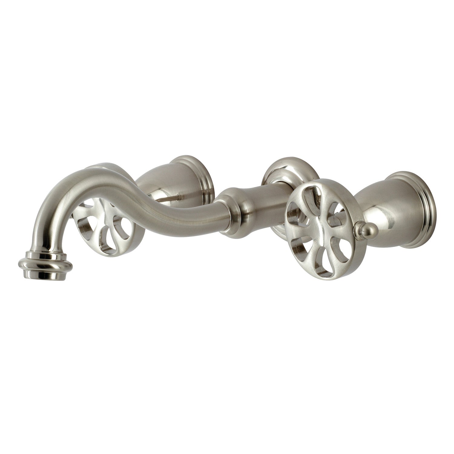 Belknap KS3028RX Brushed Nickel 3-Hole Wall Mount Roman Tub Faucet with Two Handles - Perfect for Bathroom Renovation, Spa-Like Soaking Tubs & Luxury Home Decor