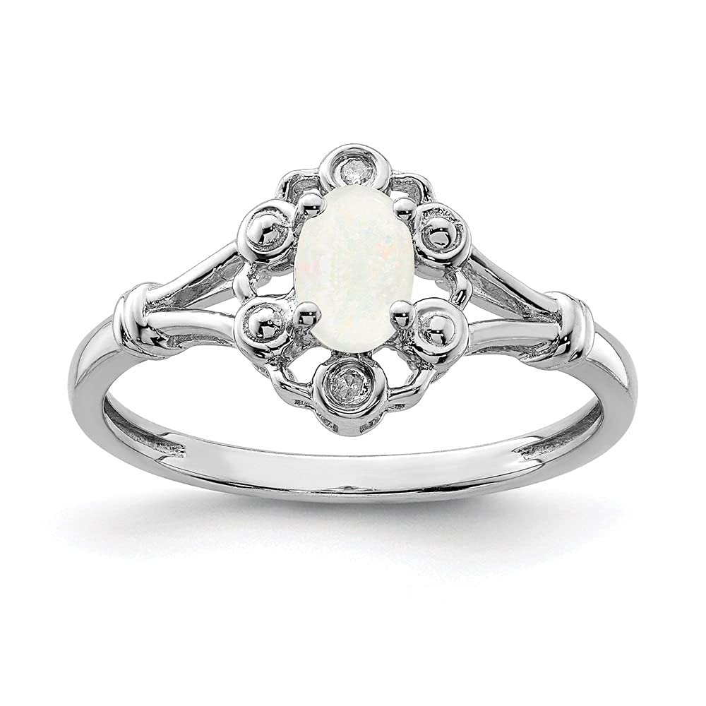 925 Sterling Silver Created Opal & Diamond Solitaire Ring - Size 10 | Elegant Wedding, Engagement & Anniversary Jewelry Gift for Women