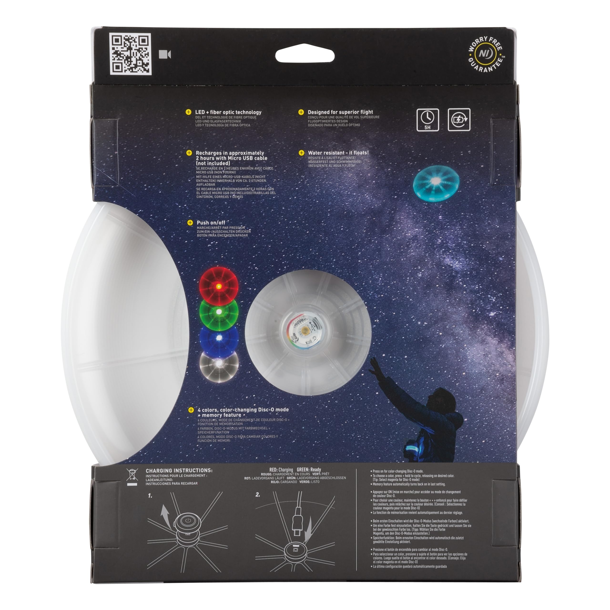 Nite Ize Flashflight Rechargeable LED Light Up Flying Disc - Glow in the Dark Flyer for Night Play - Durable LED Light Disc for Outdoor Games, Beach, Camping, and Backyard Fun - Perfect for Family Gatherings and Pet Play