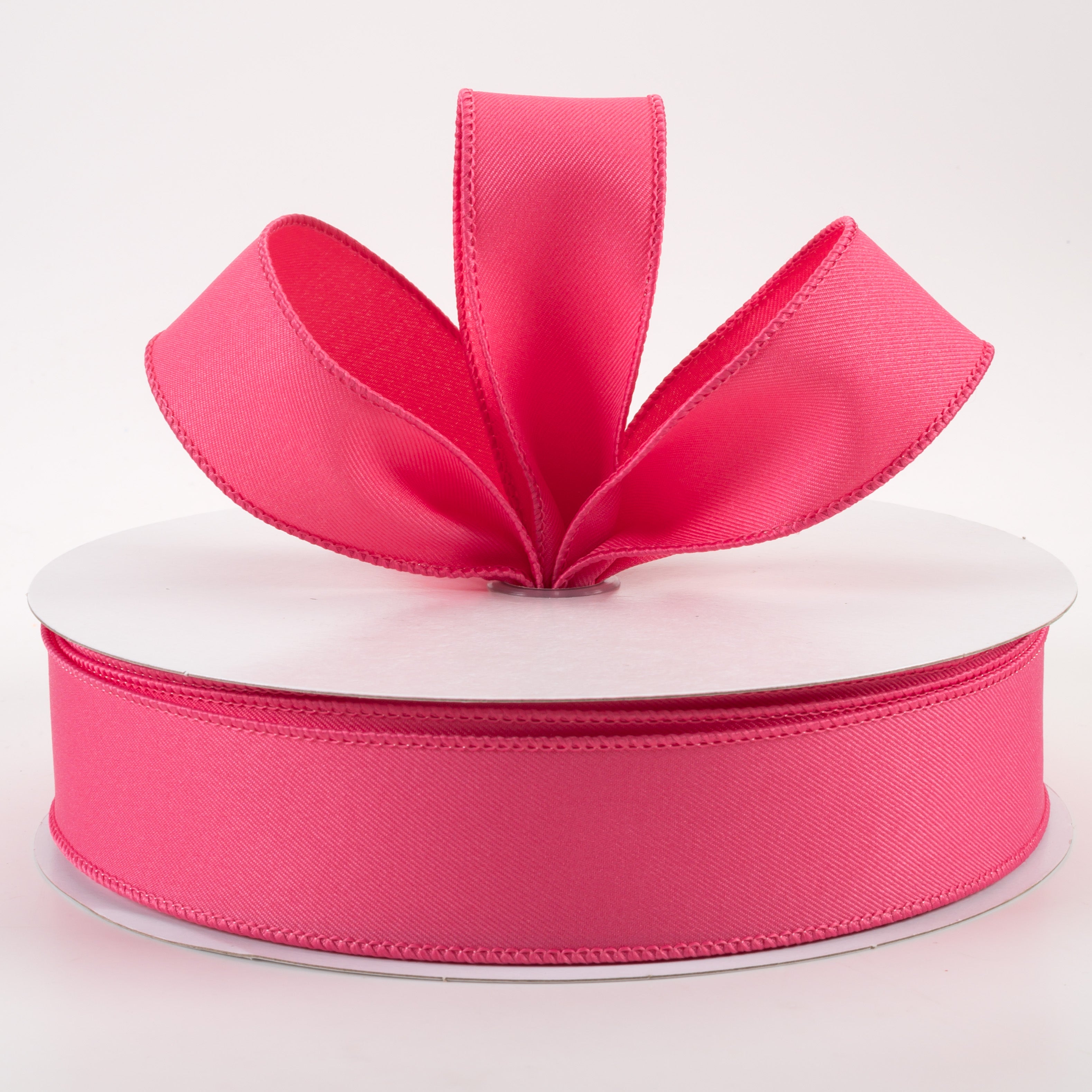 1.5 Inch Diagonal Weave Fabric Ribbon - Hot Pink (50 Yards) for Gift Wrapping, DIY Crafts, Hair Bows, and Party Decorations