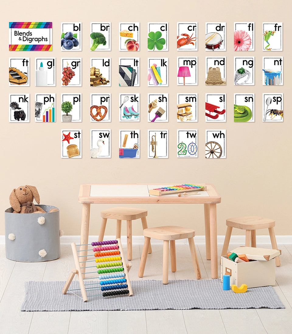 Blends and Digraphs Bulletin Board Set for Kindergarten to 2nd Grade - Phonics Classroom Decor for Reading Centers & Homeschool Learning