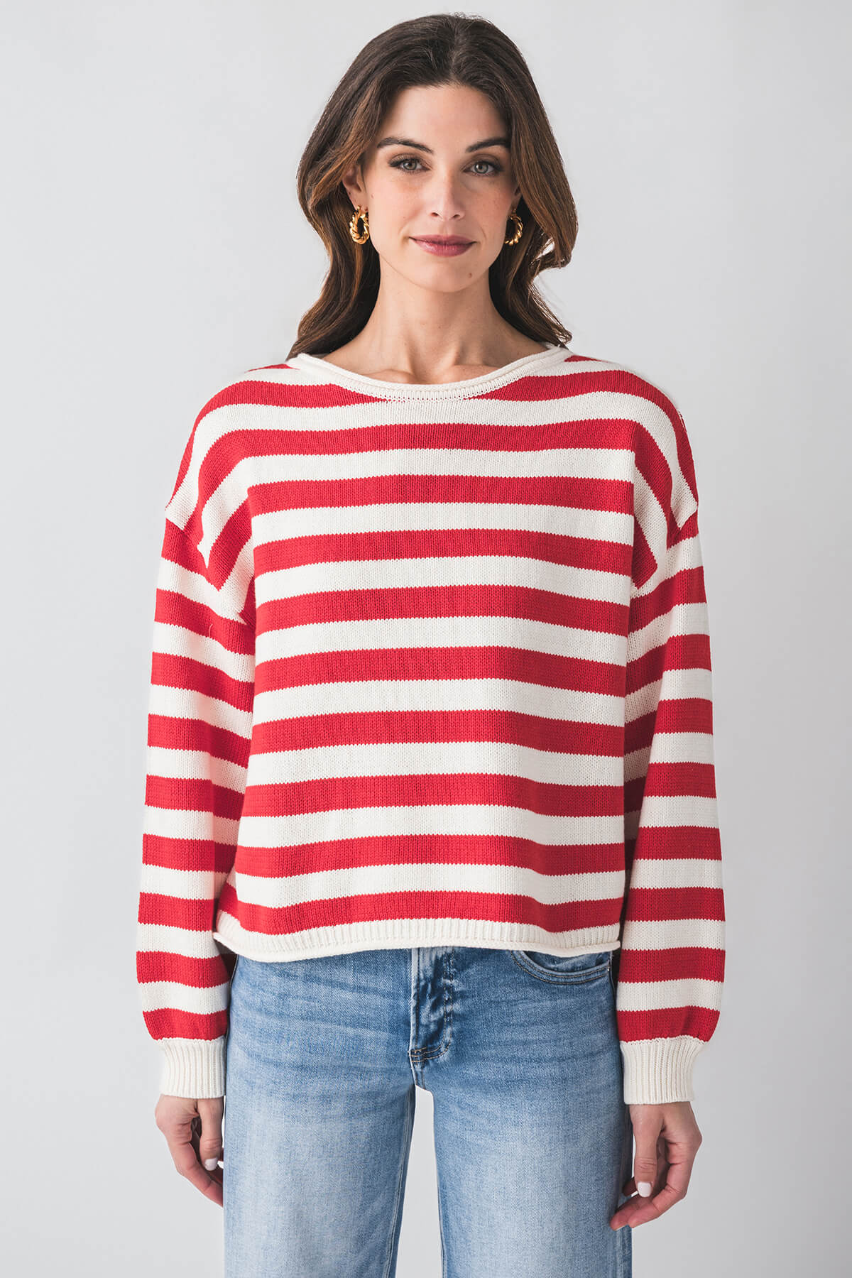 Buttermelon Striped Sweater for Women - Soft Cotton Knit Pullover - Casual Fall & Winter Fashion - Perfect for Office, Dates and Weekend Outings