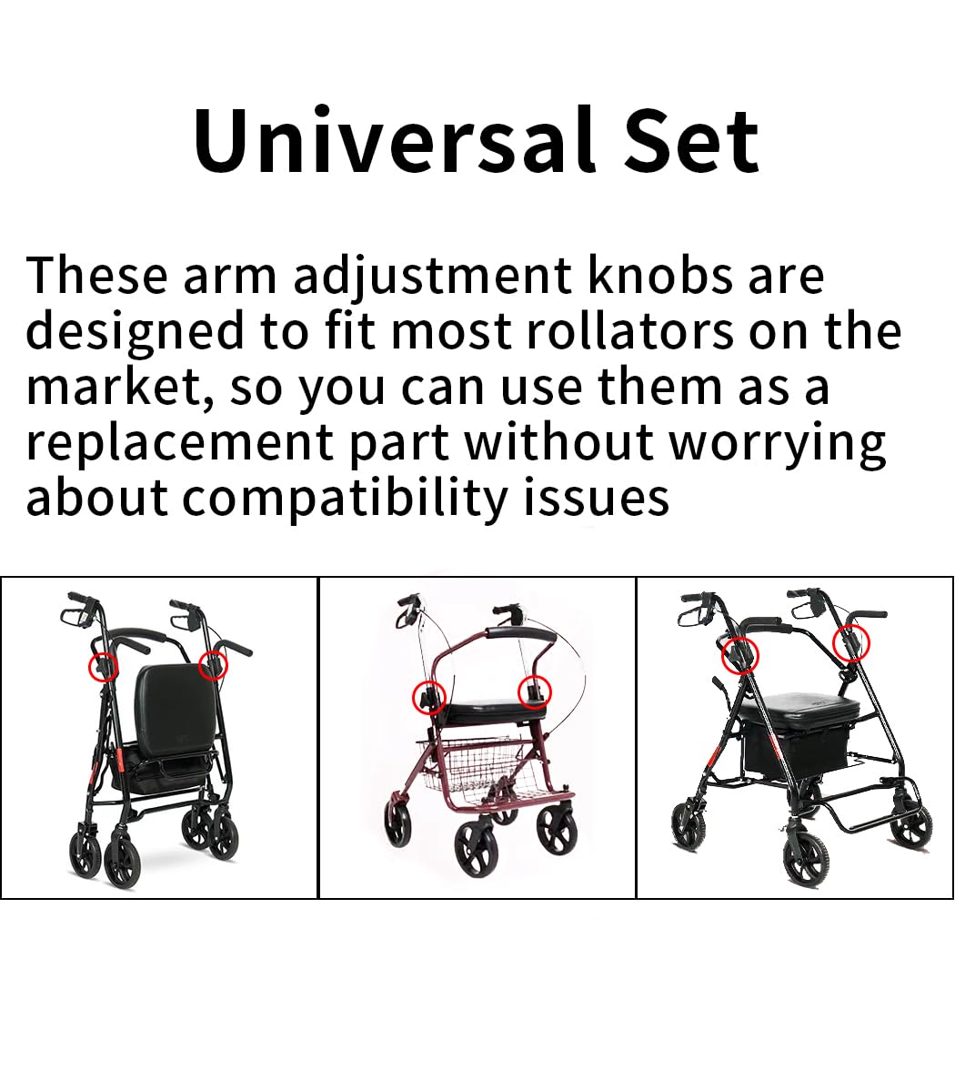 Universal Rollator Knob Replacement Part - Aluminum 3-Point Knob for Foldable Rollators, Hand Propelled Walkers & Mobility Aids | Durable Walker Accessory for Seniors & Disabled Users (Home Use, Rehabilitation, Elderly Care)