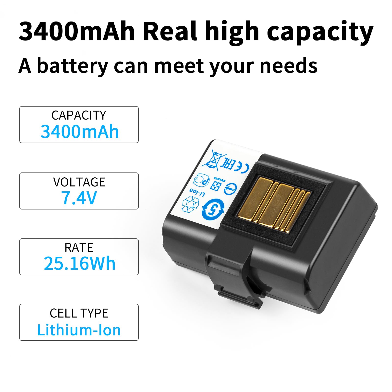Zebra Printer Battery 3400mAh - 10PCS for ZR638/QLN320/Q520 Series - Power for Mobile Printing