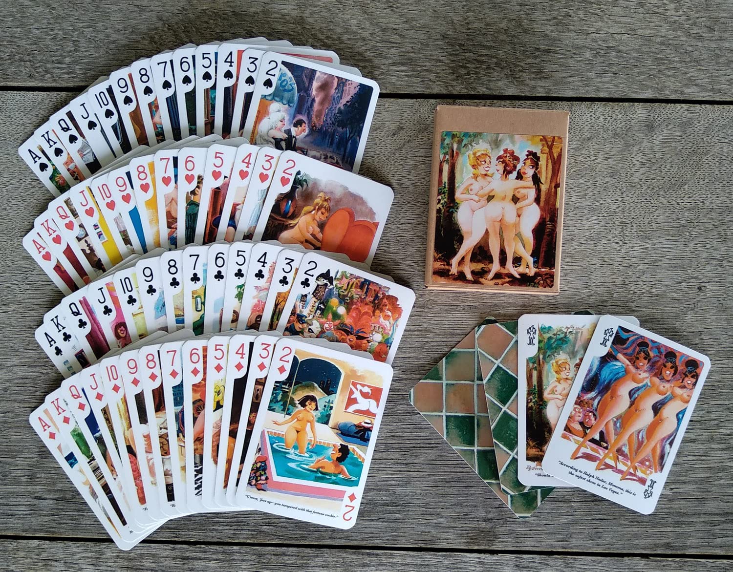 Vintage Retro Adult Cartoon Playing Cards - 54 Unique Poker Deck with Pinup Art & Funny Designs - Perfect for Poker Nights, Gifts & Collectors