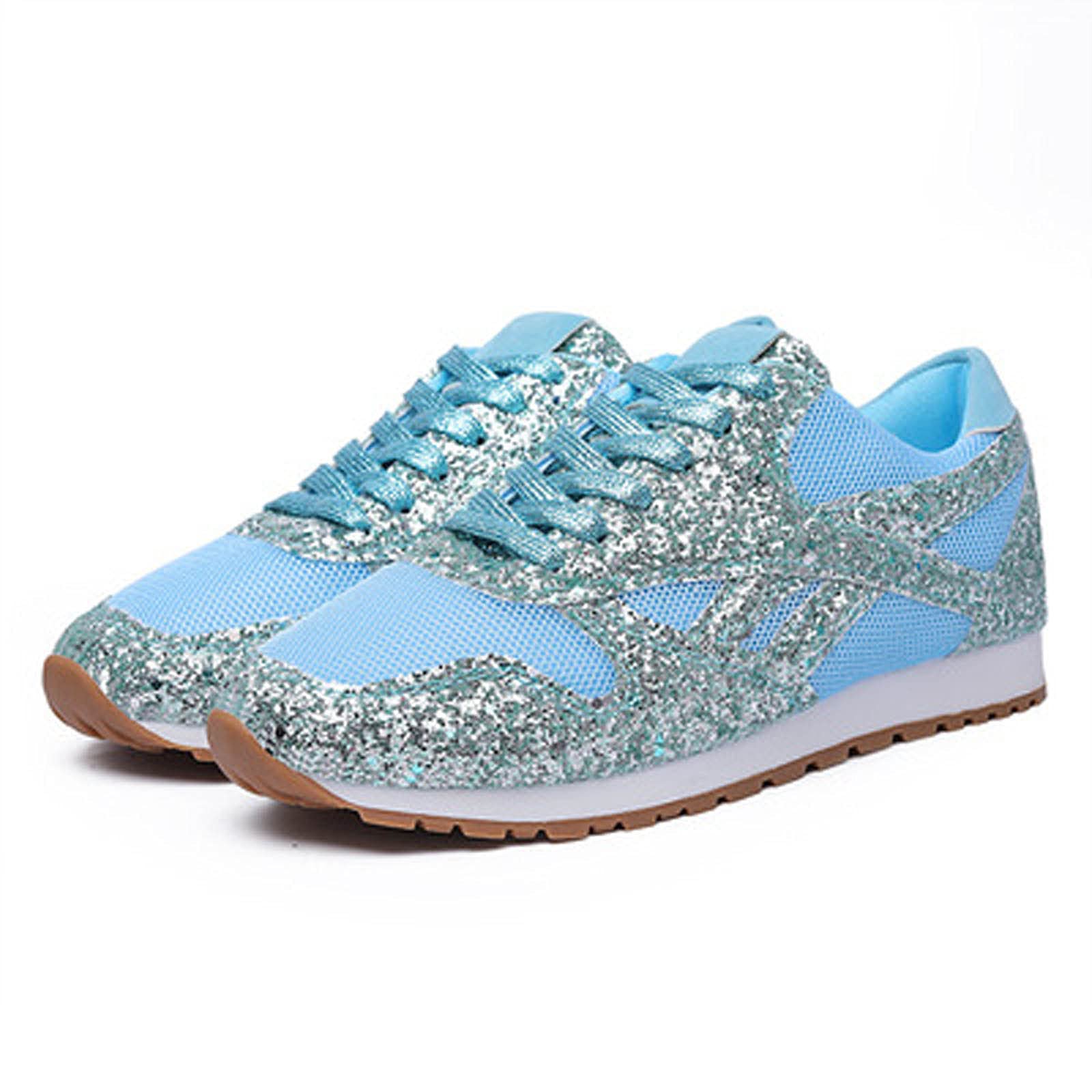 USCallm Women's Glitter Rhinestone Platform Sneakers - Breathable Non-Slip Casual Athletic Shoes for Women | Perfect for Parties, Weddings & Everyday Wear