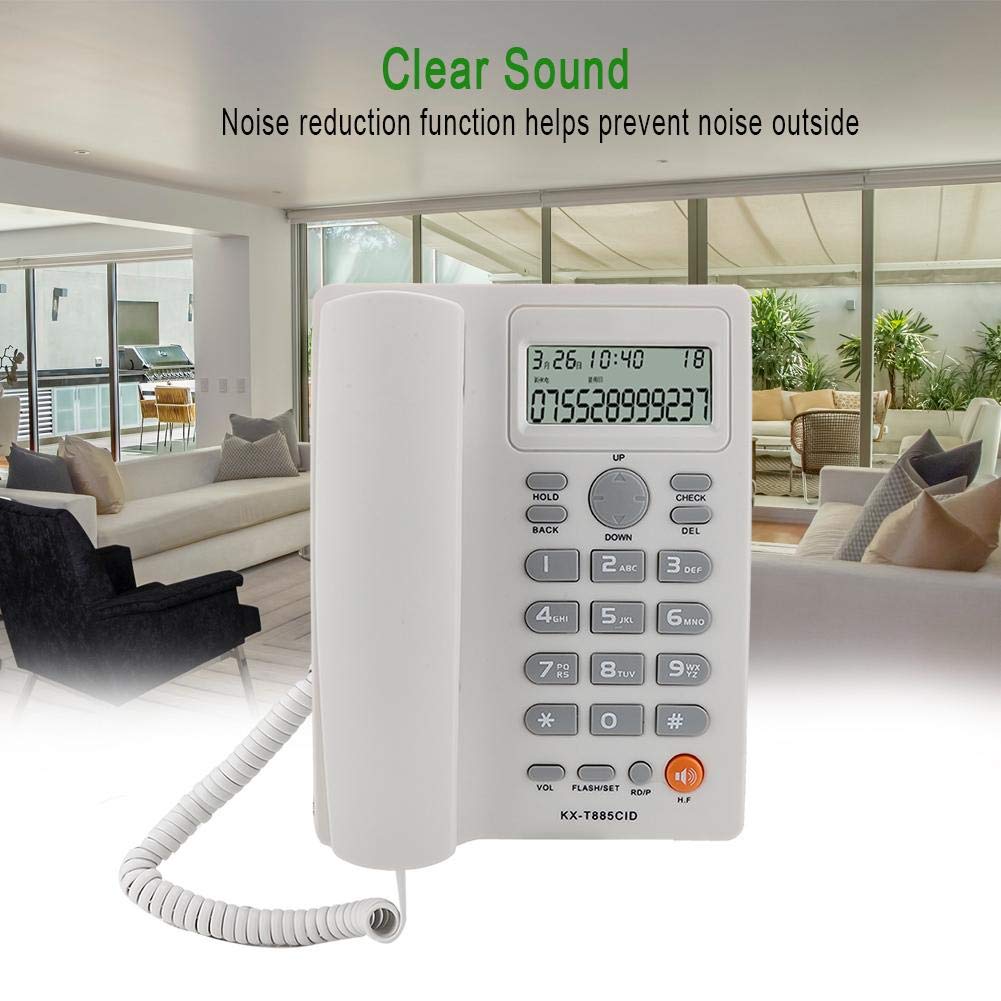 **Corded Landline Phone with Caller ID & Call Waiting - Desktop Telephone for Home, Office & Hotel - Reliable Communication Solution (White)**    *(Perfect for Home Offices, Small Businesses, and Hospitality Use - Stay Connected with Clear Calls!)*