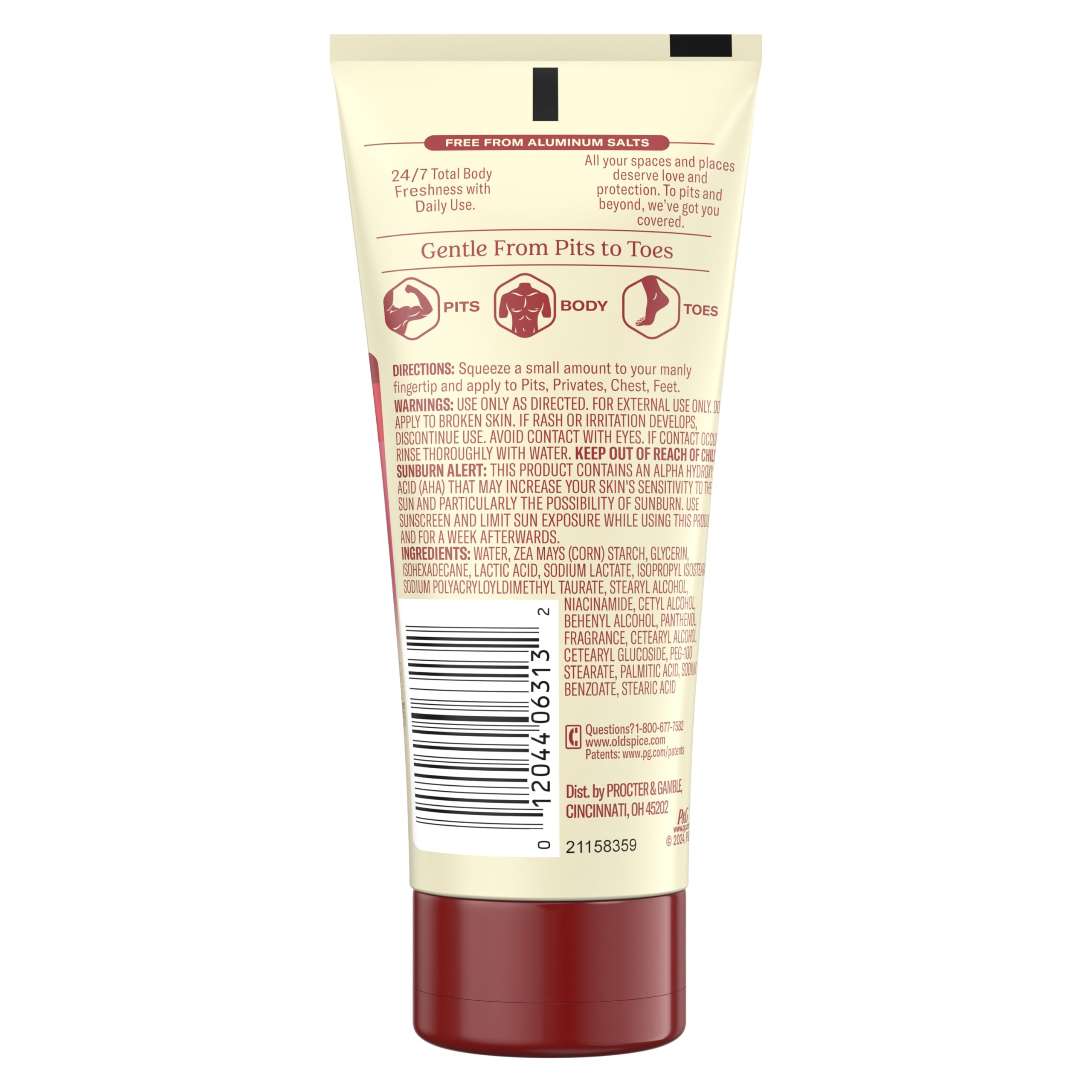 Old Spice Aluminum Free Deodorant Cream for Men - Black Cherry Bourbon Scent | 24/7 Full Body Protection | Dermatologist Tested | 3.0 oz | Ideal for Gym, Work & Outdoor Activities