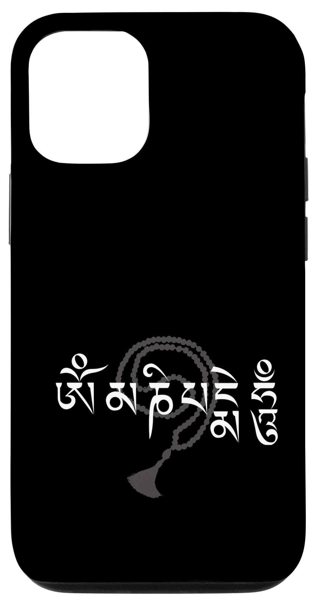 iPhone 12/12 Pro Case with Om Mani Padme Hum Beaded Necklace Design - Spiritual Mantra Protection Cover for Meditation & Daily Use