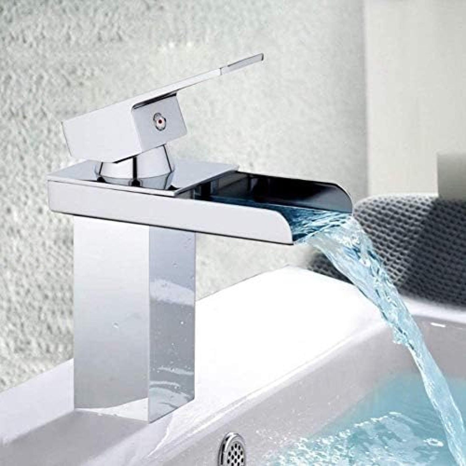 CRJUS Waterfall Sink Faucet - Modern Kitchen & Bathroom Basin Mixer Tap with High Arc Spout, Brushed Nickel Finish - Perfect for Bathroom Vanity, Kitchen Sink, and Wash Basin Installation