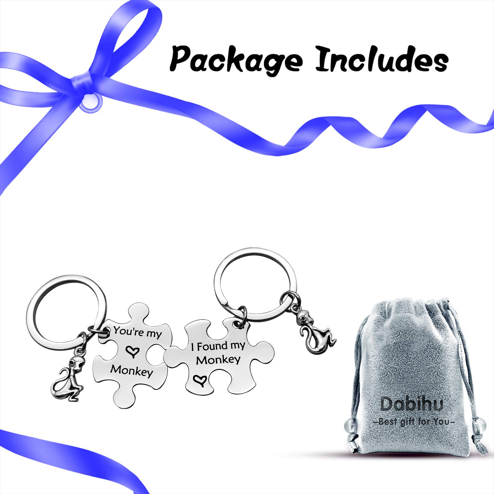 Monkey Lover Keychain Set - Cute Couple Anniversary Gifts for Boyfriend Girlfriend, Valentine's Day Jewelry, Christmas & Birthday Present, Wedding Keepsake - Perfect for Romantic Surprises & Everyday Carry