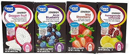 Energy Drink Mix Variety Pack - 4 Flavors (Blueberry Acai, Wild Strawberry, Dragon Fruit, Pomegranate Lemonade) - 10 Packets per Box - 3 Set Bundle - Perfect for Workouts, Travel & Energy Boost