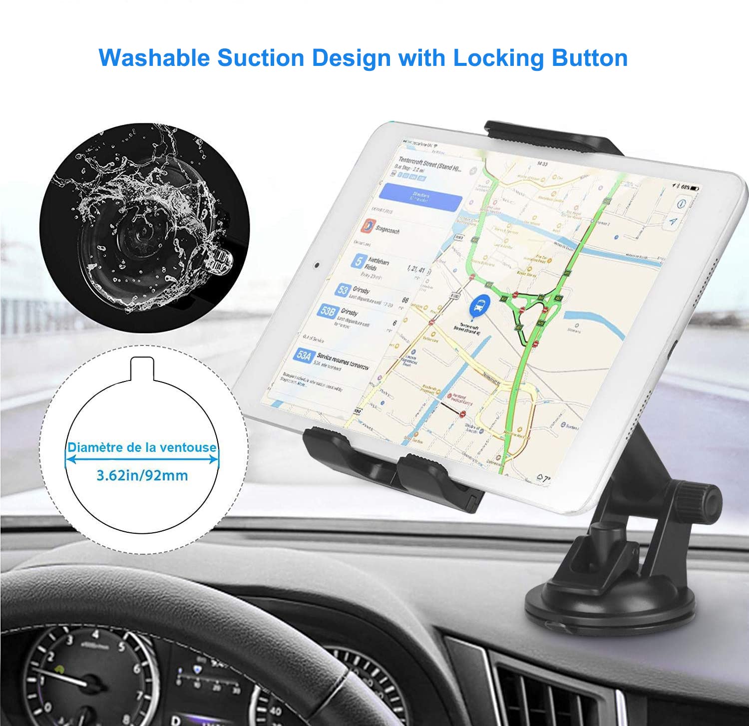 Universal 2-in-1 Car Phone Holder - Super Stable Dashboard & Windshield Mount with 360° Rotation for Smartphones, GPS & Tablets (4.5-11 inch) | Perfect for Commuting, Road Trips & Navigation