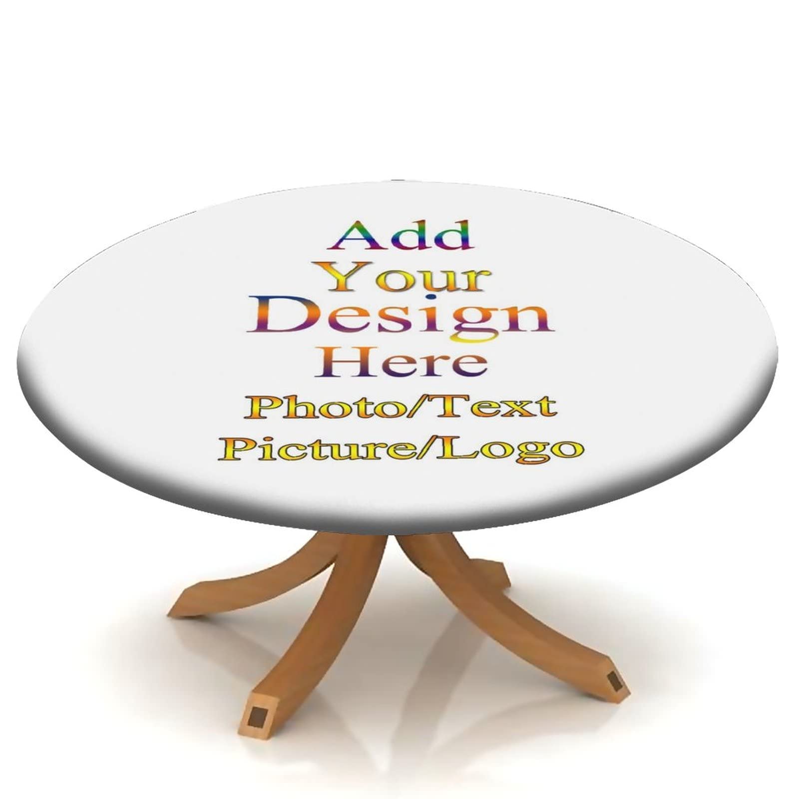 SCGOLD Custom Round Tablecloth with Personalized Text & Photo - Washable, Spill-Proof 48-Inch Diameter Table Cover for Outdoor Picnics, Camping, Parties & Home Dining Decor