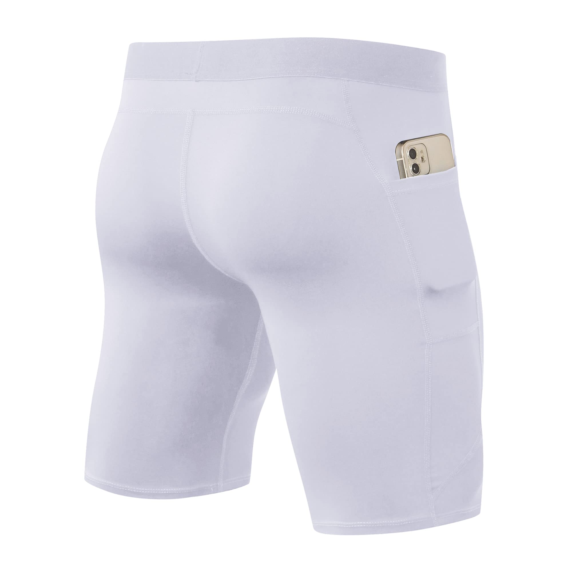 **Men's Compression Shorts with Pockets - Moisture-Wicking Running Underwear for Workout & Athletic Training - Perfect for Gym, Jogging, and Sports Activities**