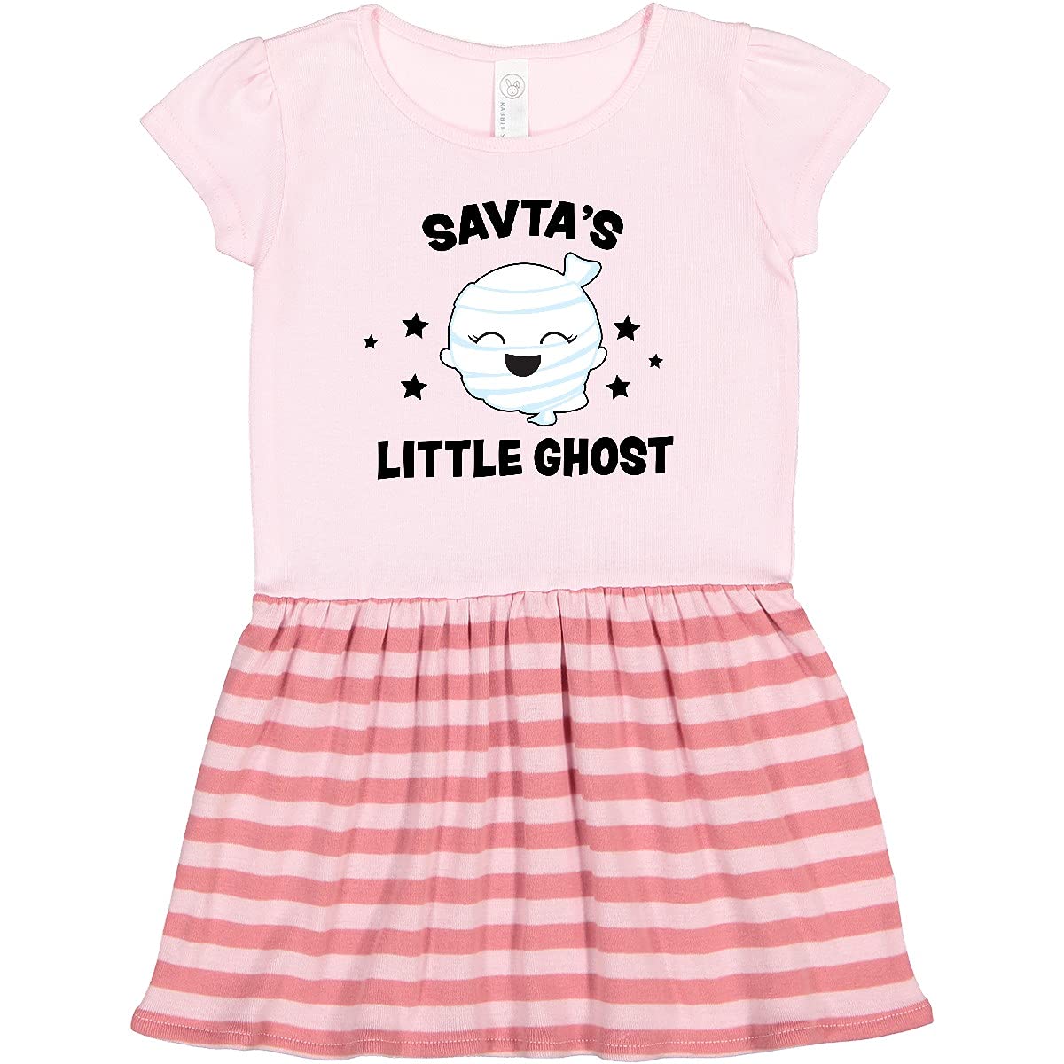 Inktastic Cute Savta's Little Ghost with Stars Toddler Dress - Adorable Halloween Costume for Girls, Perfect for Trick-or-Treating & Family Photos