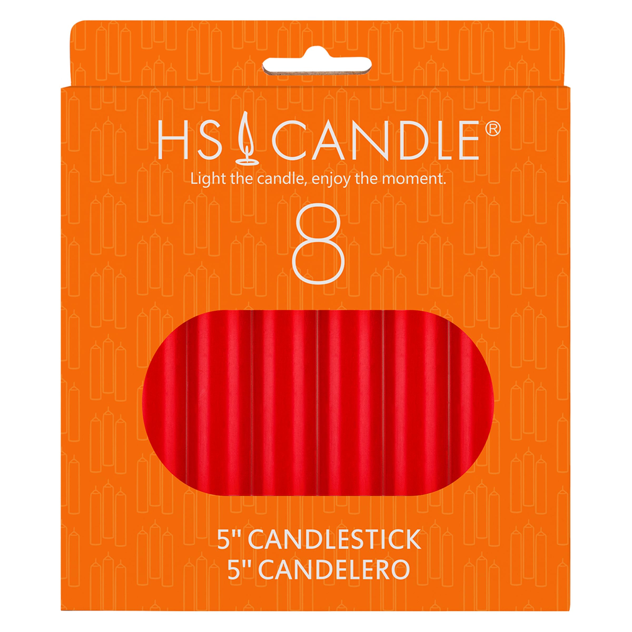 8-Pack Red Unscented 5-Inch Taper Candles for Dining Table, Church, Wedding Decor & Emergency Lighting - Household Essentials