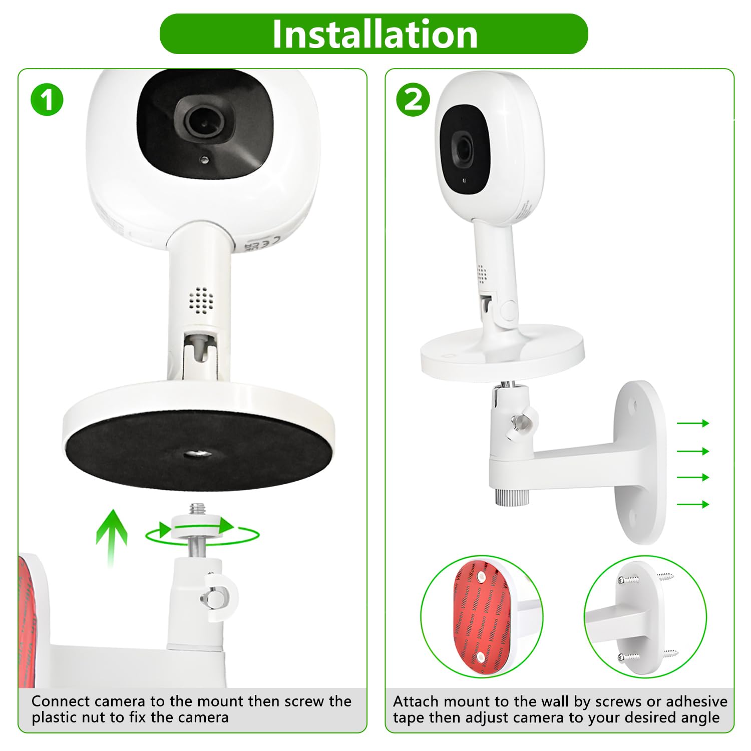 Adjustable Baby Monitor Wall Mount for Nanit Pro Smart Baby Monitor & Flex Stand - Perfect View Angle, Easy Installation for Nursery & Baby Room Safety Monitoring