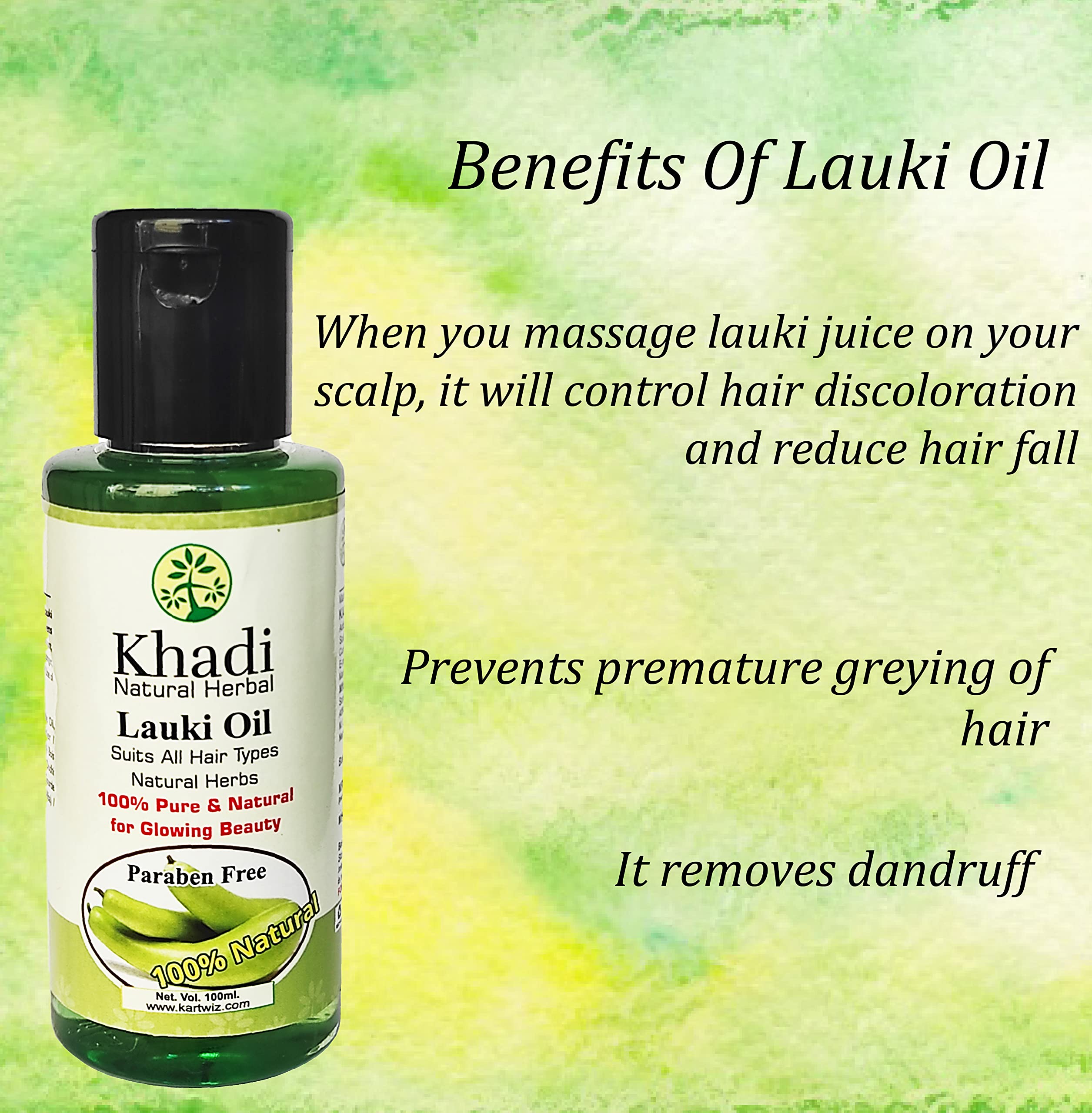 Herbigiri Herbal Lauki Hair Oil for Stress Relief & Anti-Dandruff - 100ml | Natural Hair Growth Treatment | Perfect for Daily Scalp Massage & Relaxation
