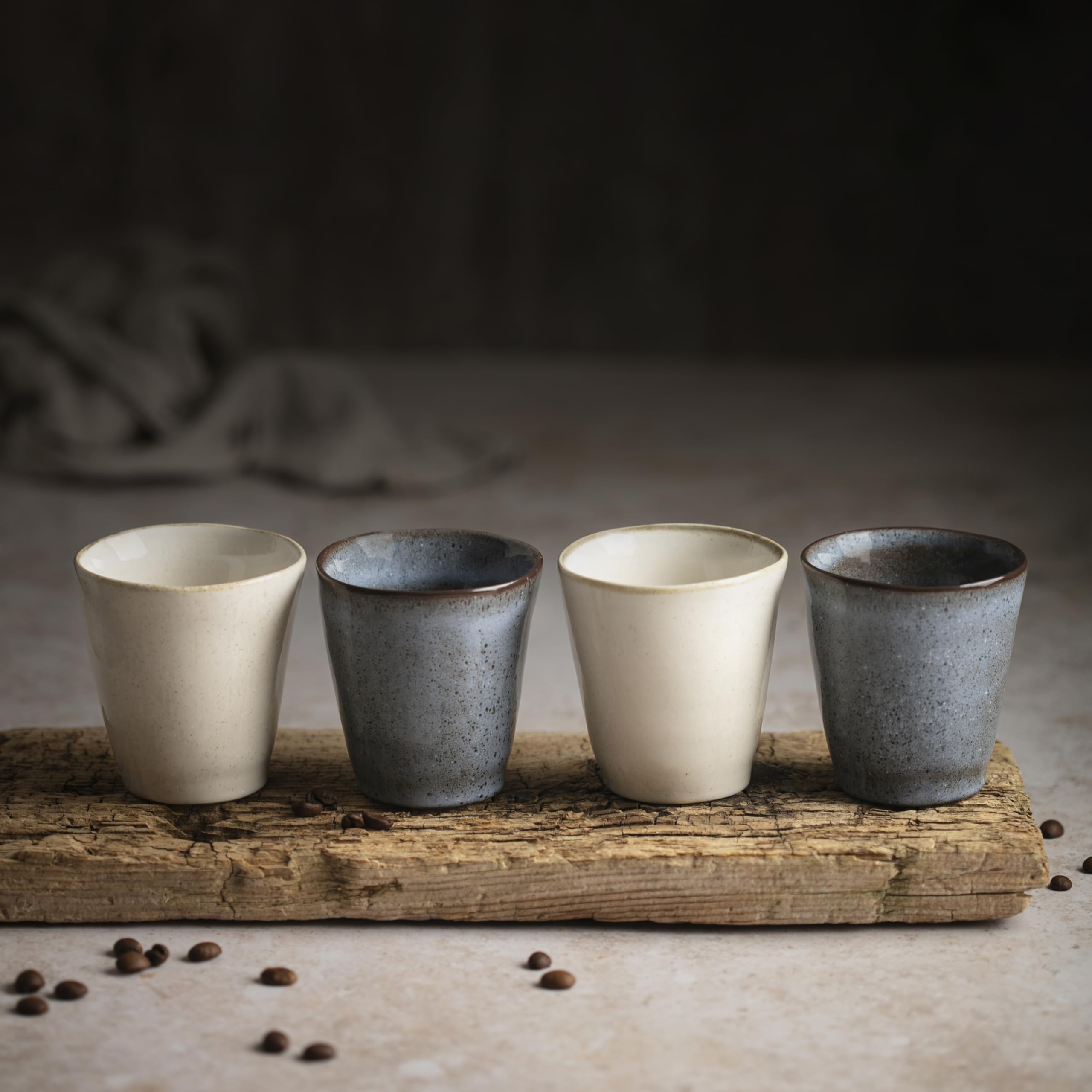 Origeens Handmade Ceramic Espresso Cup Set - 4 Pack (120ml Each) | Artisan Coffee Cups Made in Portugal | Perfect for Espresso, Cappuccino & Latte | Great Gift for Coffee Lovers & Home Baristas