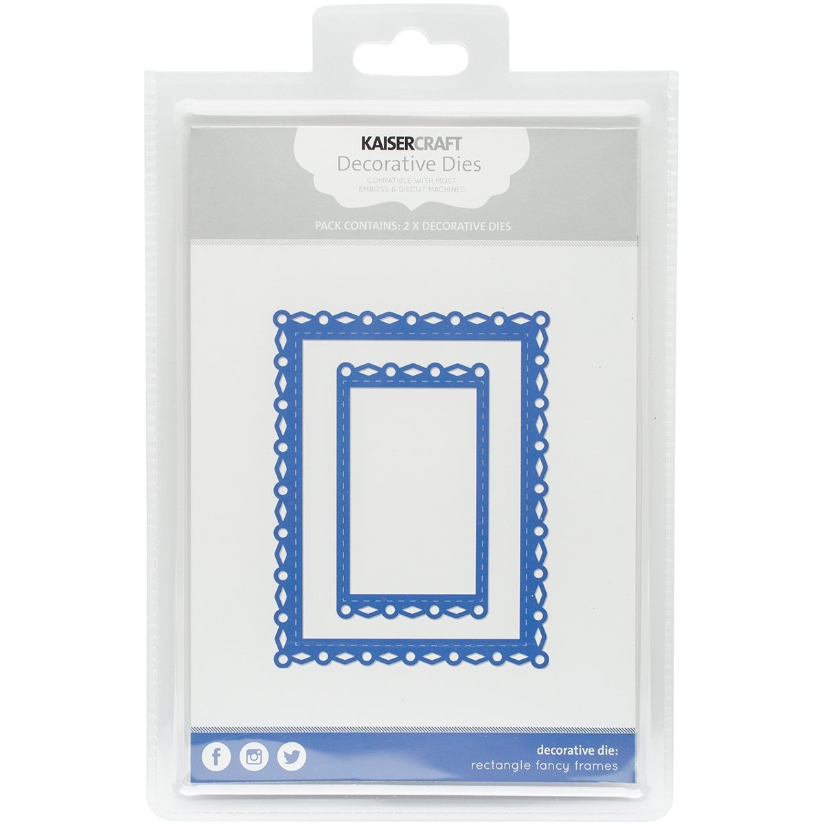 Kaisercraft DD556 Rectangle Fancy Frame Dies - 2x3 inch & 3.25x4.25 inch Grey Scrapbooking Dies for Card Making, DIY Crafts, and Paper Projects