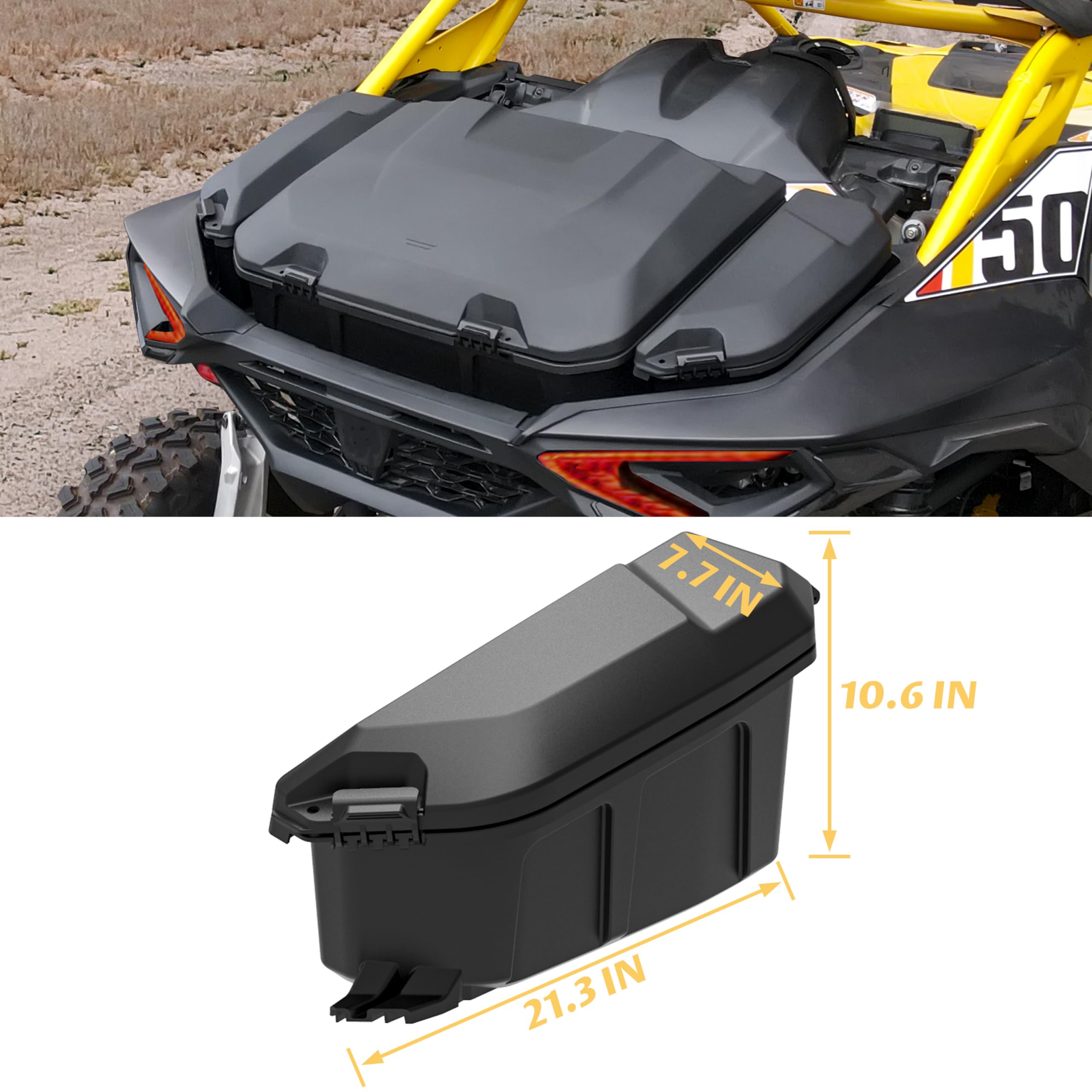 SAUTVS UTV Rear 13.5L Side Cargo Storage Boxes for Can-Am Maverick R & Maverick R MAX X RS (2024+ Models) - Water Resistant Poly Tool Box Accessories (2PCS, Replaces #715007372) - Perfect for Off-Road Gear Organization & Outdoor Adventures